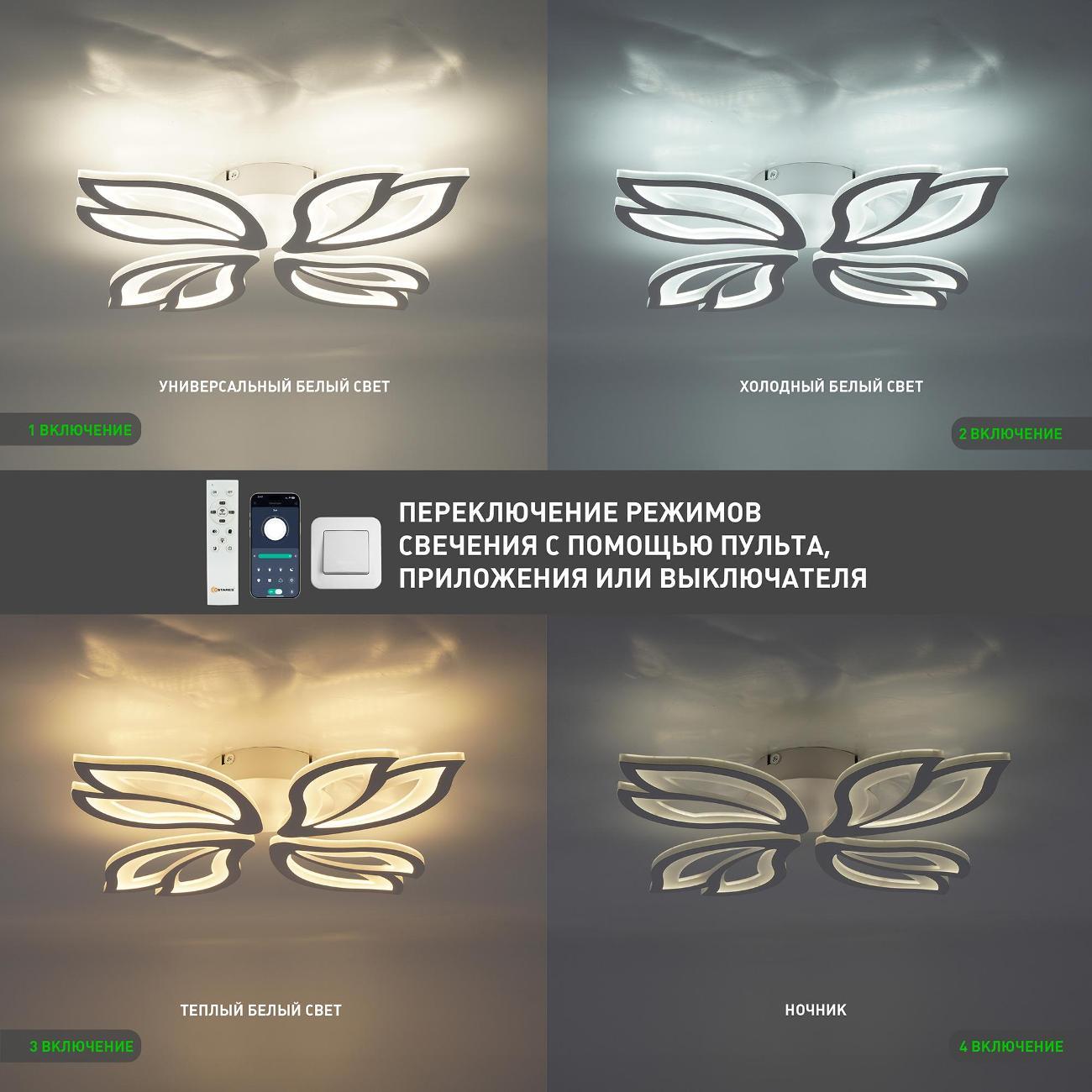 Люстра Estares ASTRA 80W 4F-APP-528x80-WHITE/WHITE