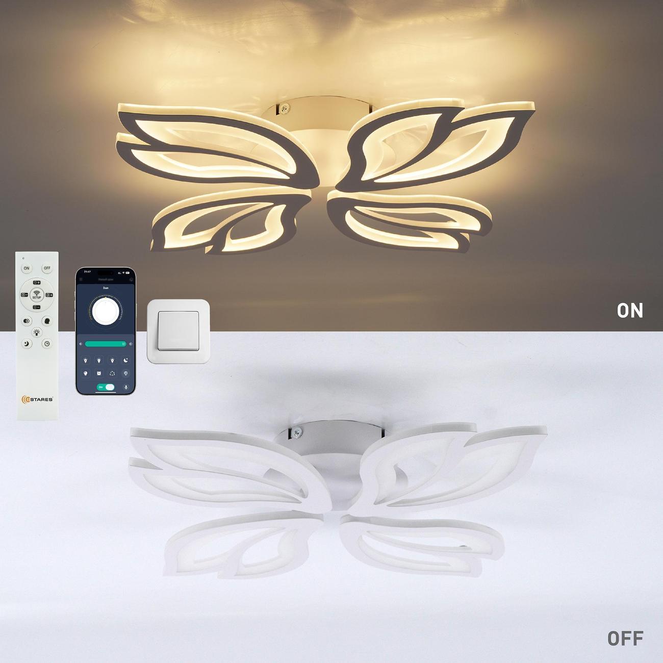 Люстра Estares ASTRA 80W 4F-APP-528x80-WHITE/WHITE