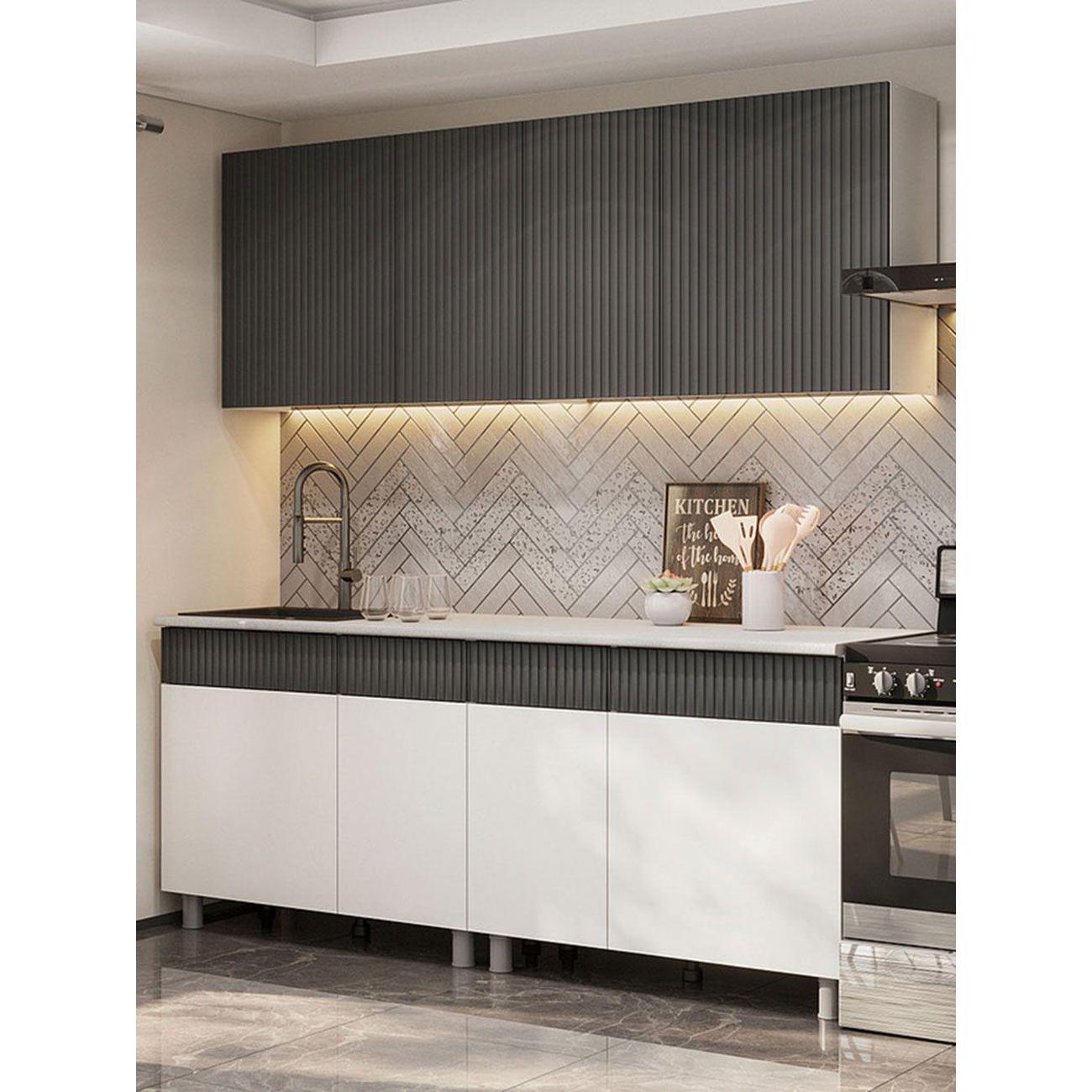 Кухня модульная Правила мебели Амилия 2 м, Белый / Бланш / Графит столешница Гранит белый фото