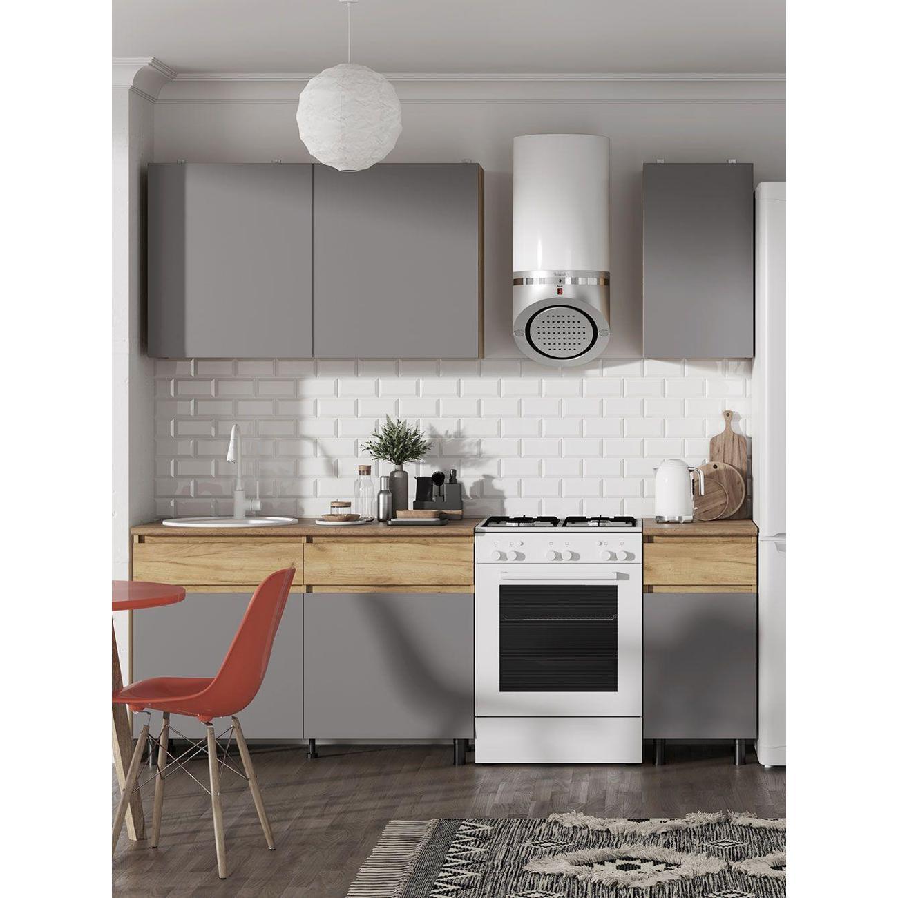 Кухня модульная Правила мебели Квик Степ 1.6 м, Дуб Крафт золотой / Серый шифер, столешница Дуб классический