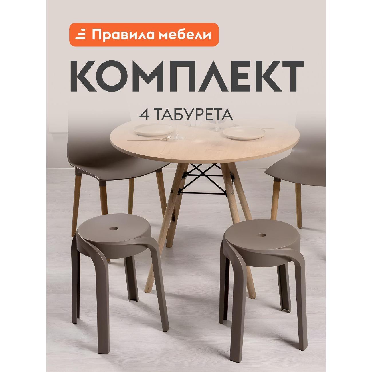 Стул Правила мебели Эклер, круглый 4 шт, 29х29х45 см, Капучино, пластик