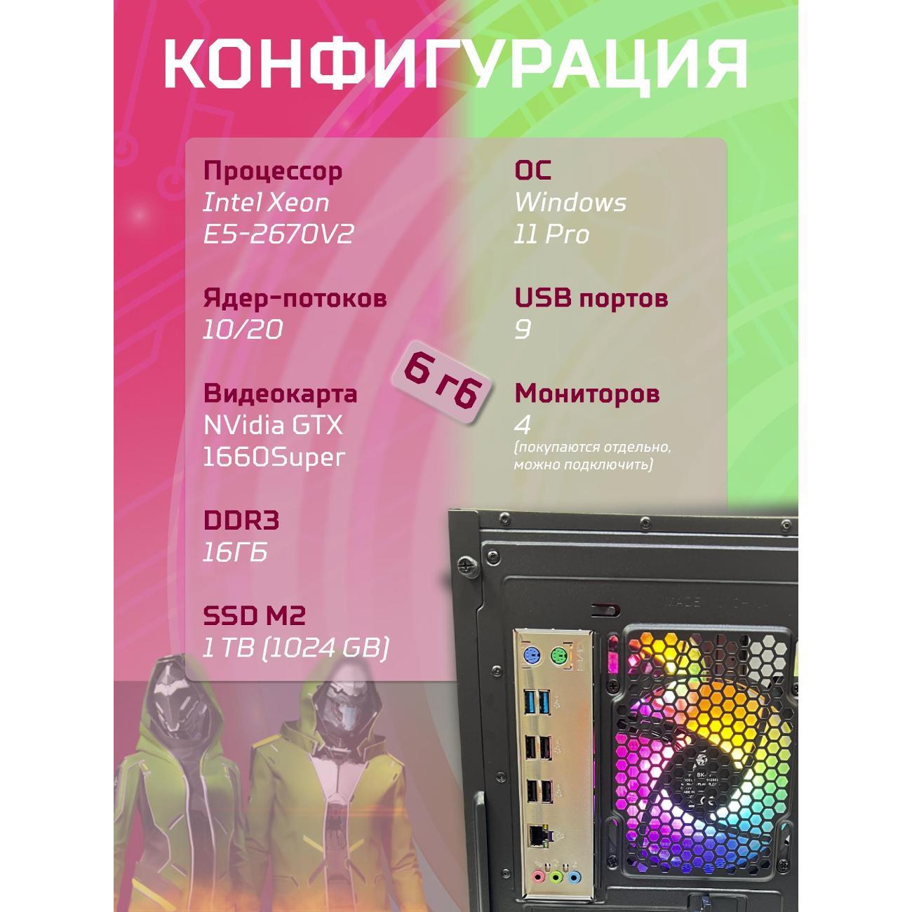 Системный блок БиГ! Комп Black Dragon Core i7 GTX 1660 Super W11 16GB 1TB 70v279.1p