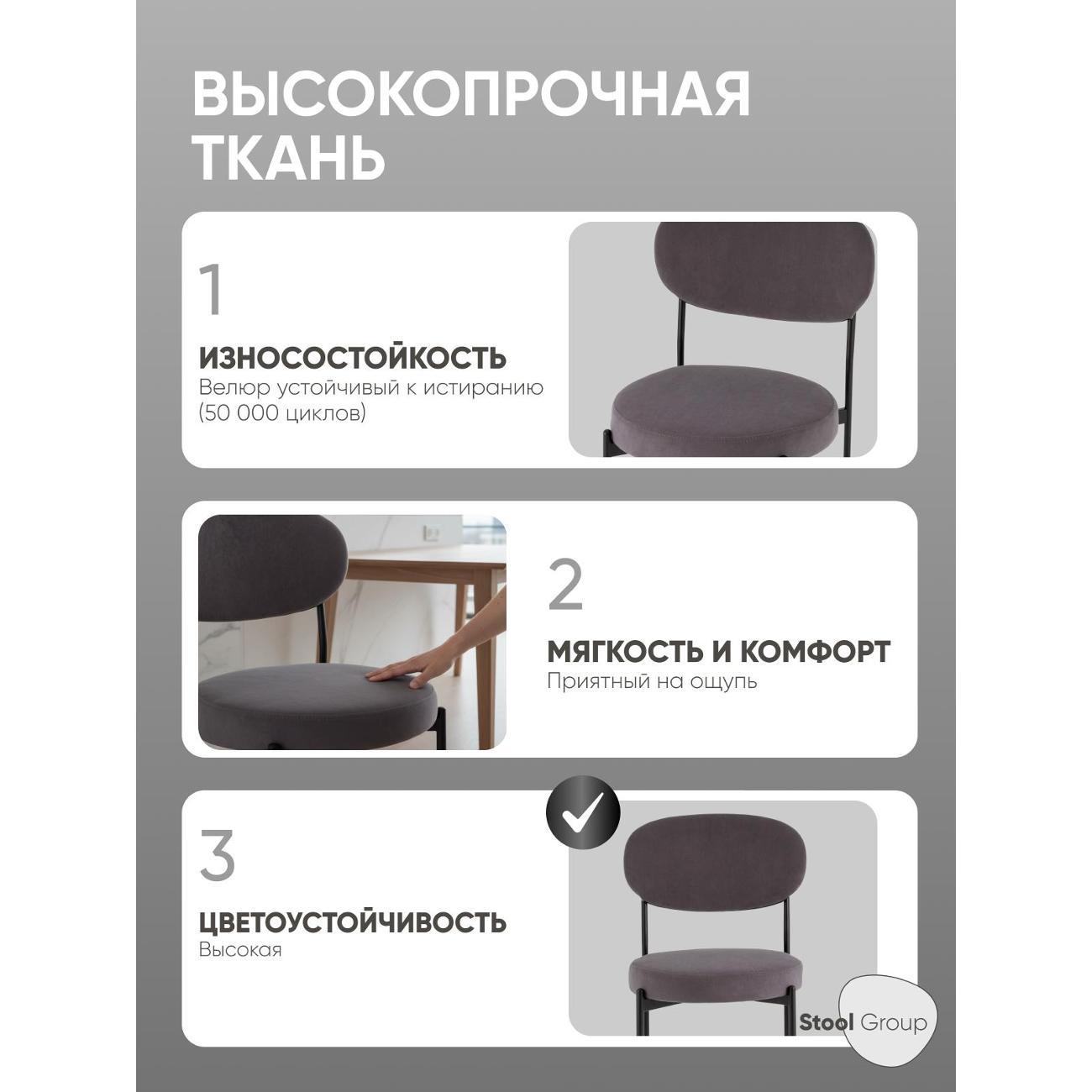 Стул обеденный Stool Group Бриф NEW велюр тёмносерый, 4шт.