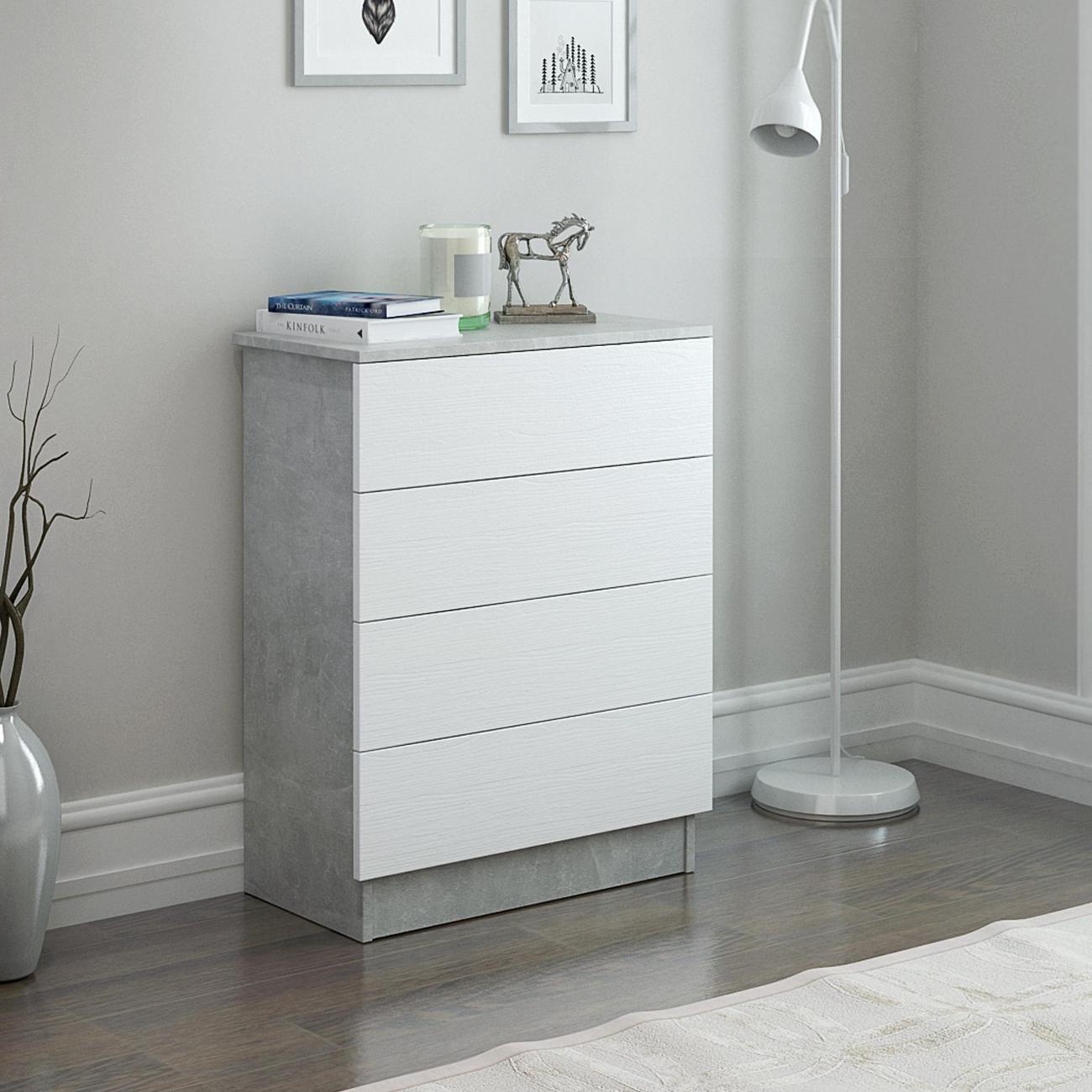 Комод MFMaster Витто-32 бетон-белый