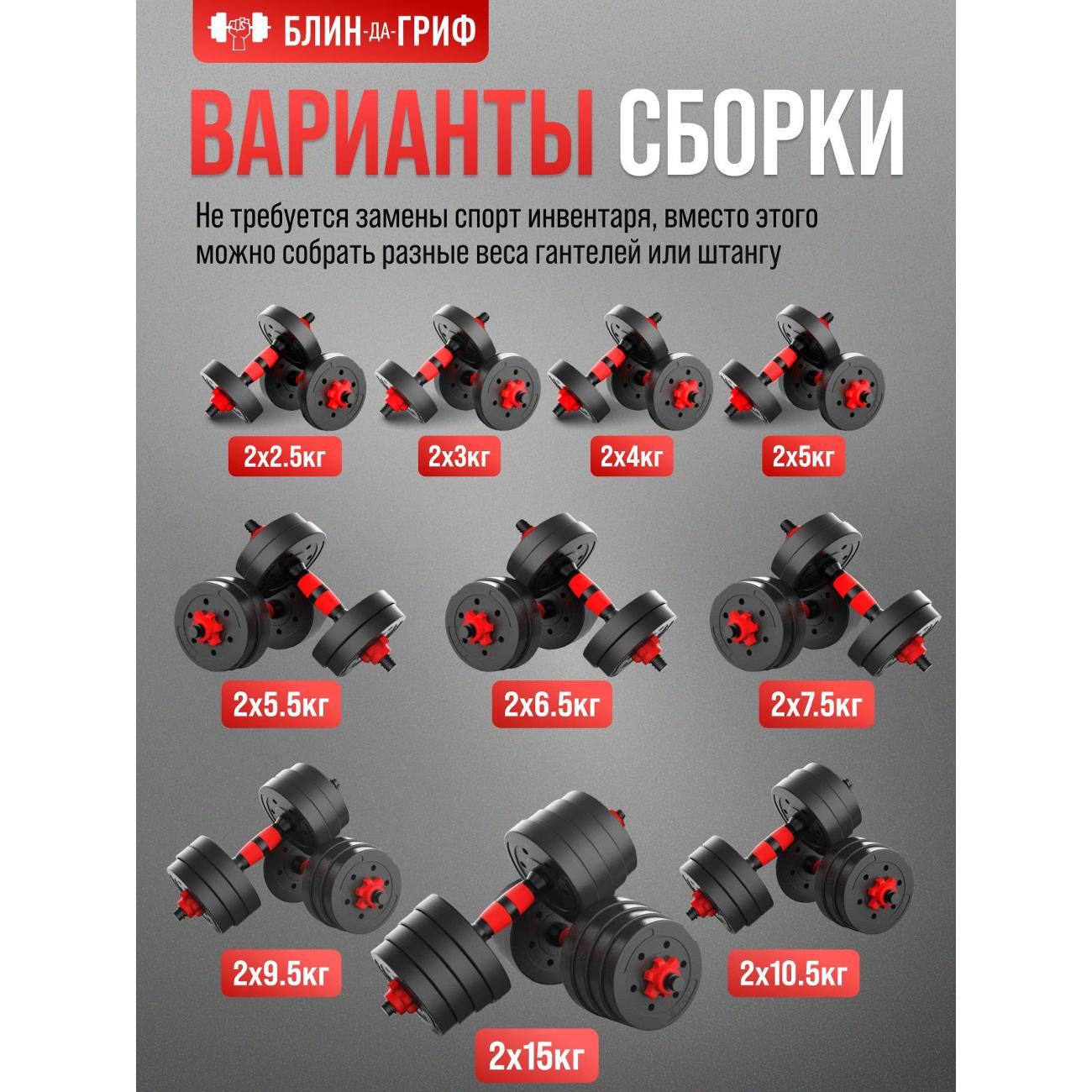 Гантель БлинДаГриф 15 кг, 2 шт.