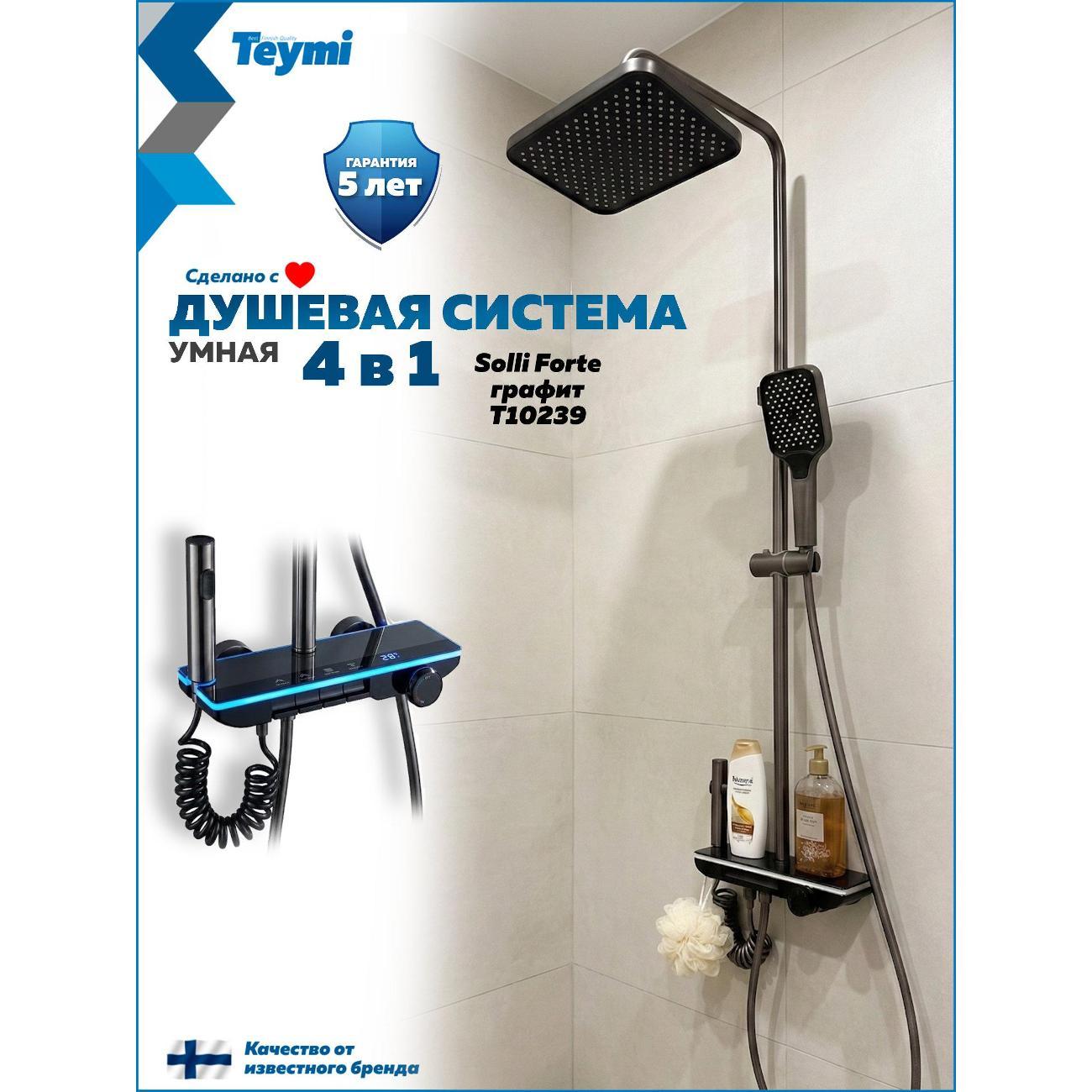 Душевая система Teymi Solli Forte графит T10239 фото