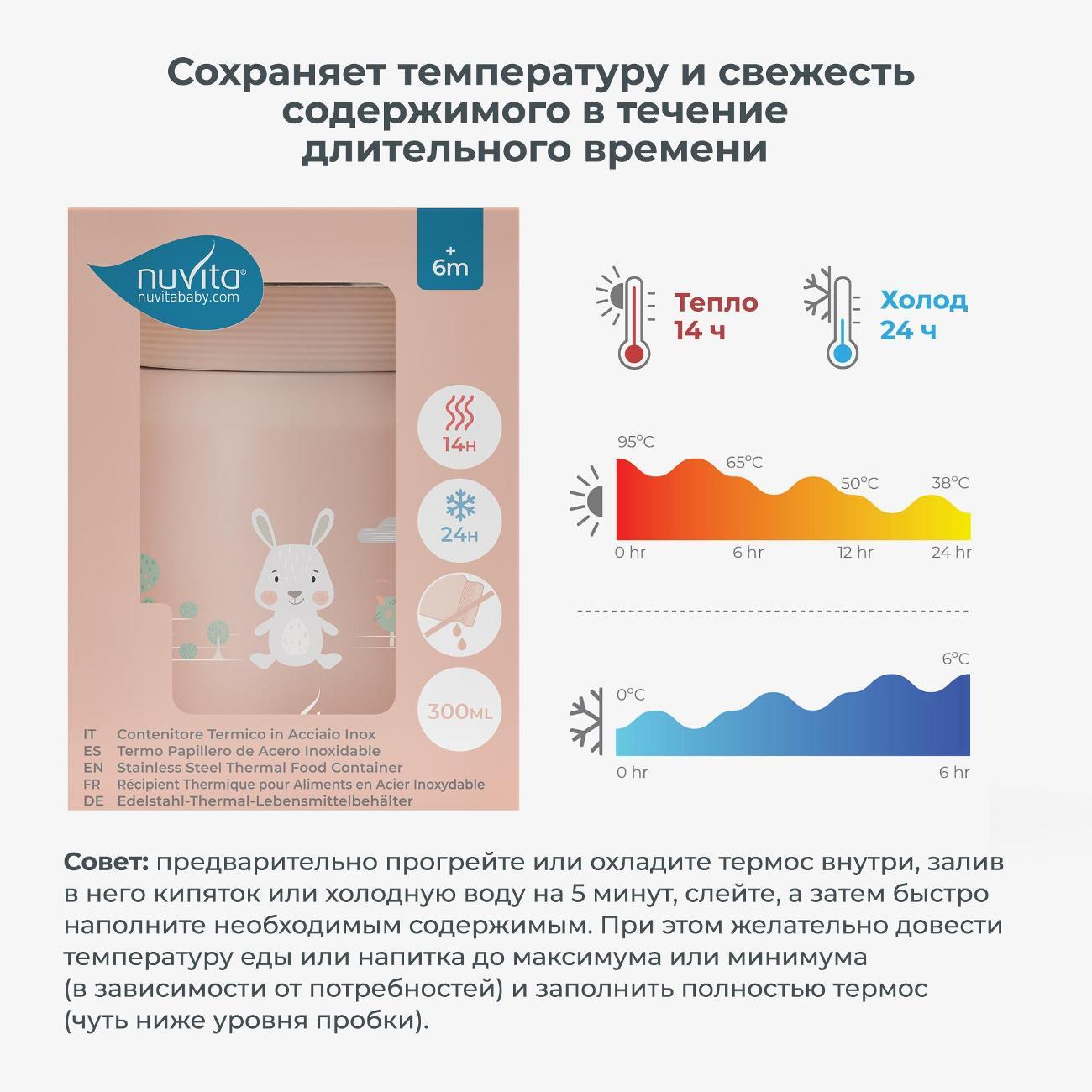 Термос Nuvita 4471 300 мл Pink