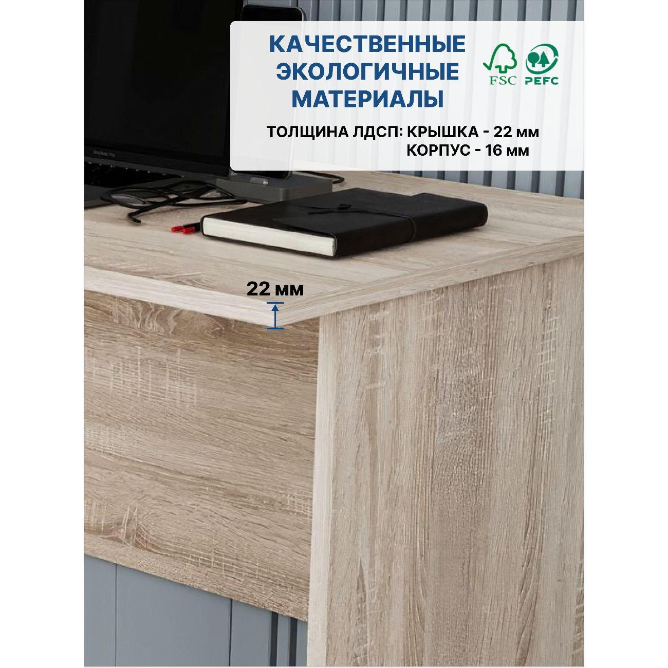 Стол письменный LAZURIT мебель Rocco белый/сонома