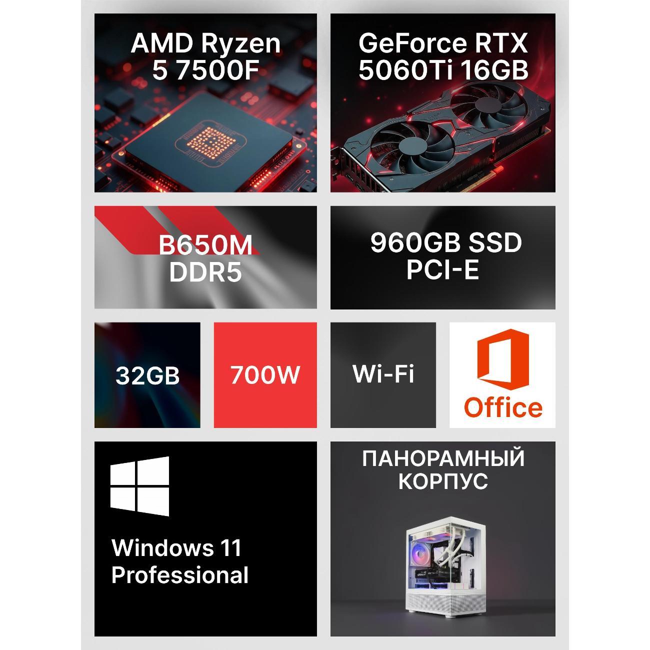 Системный блок Robotcomp Bullet 3.0 V3 Plus Aqua белый