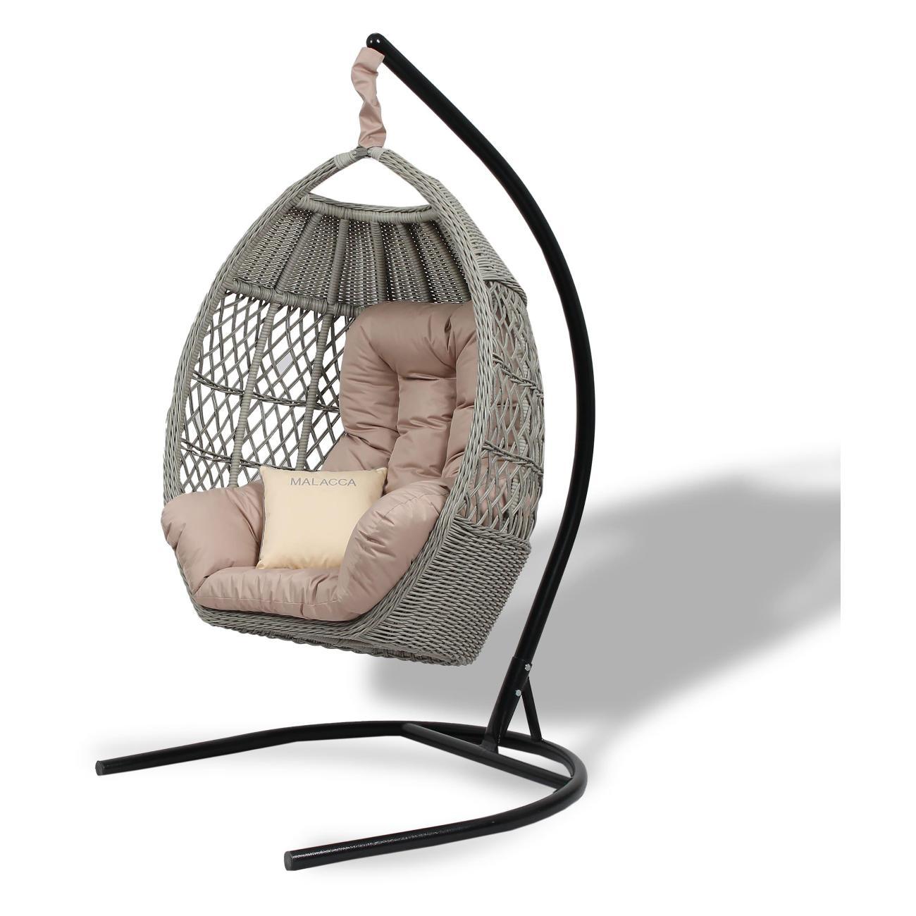Кресло подвесное MALACCA Гайс с подушкой из искусственного ротанга в цвете сицилия