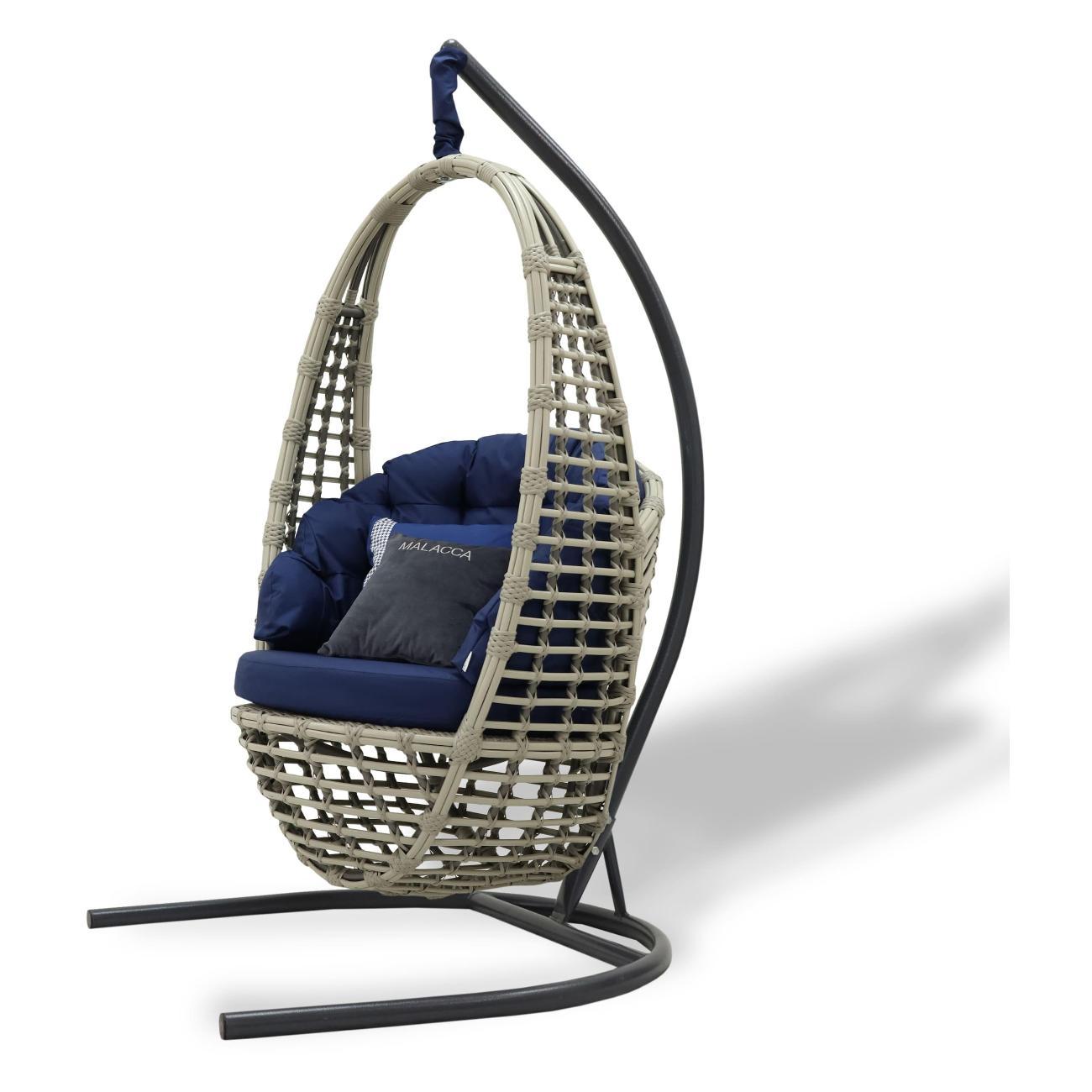 Кресло подвесное MALACCA Кастриес из экоротанга серая Сицилия