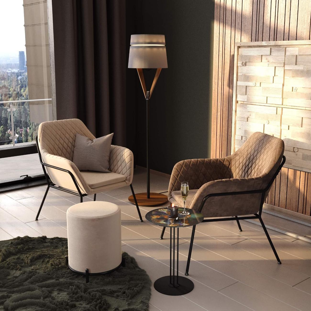 Пуф Sheffilton SHT-B6 ванильный крем/черный муар