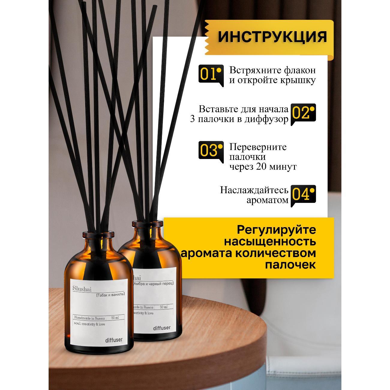 Ароматический диффузор Slushai Табак и ваниль & Амбра и черный перец