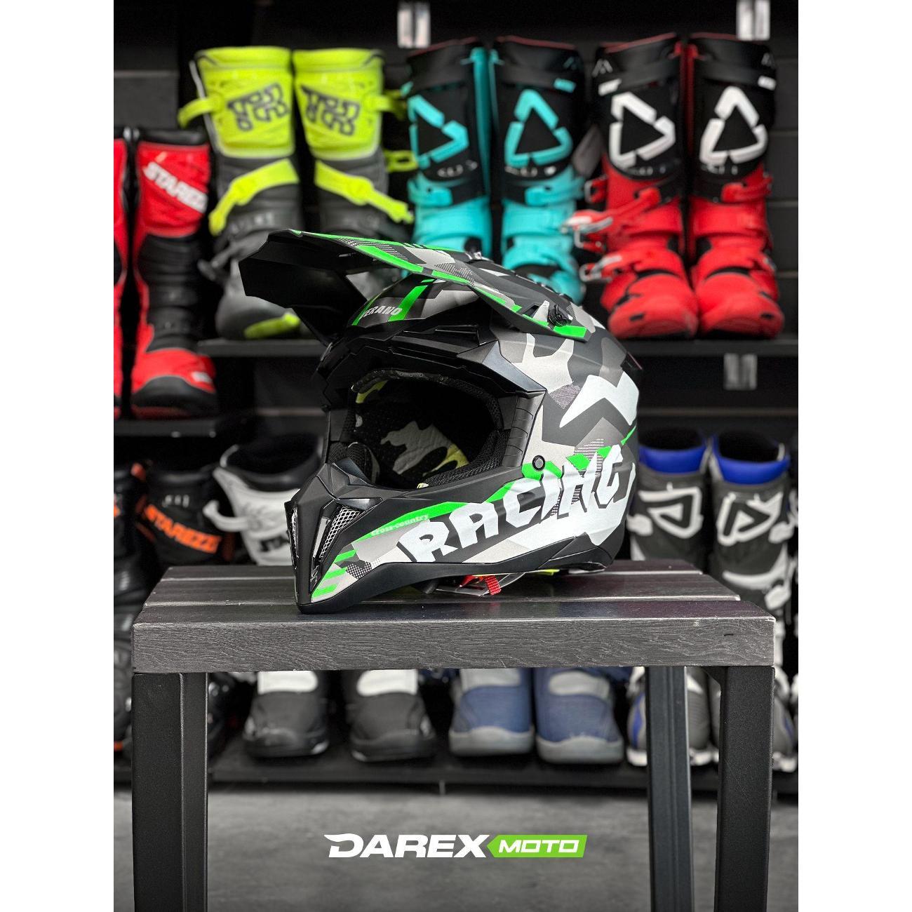 Мотошлем DAREX Verano 189 Matt Black Green3 L