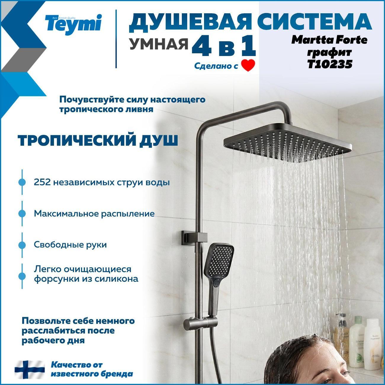 Душевая система Teymi Martta Forte графит T10235