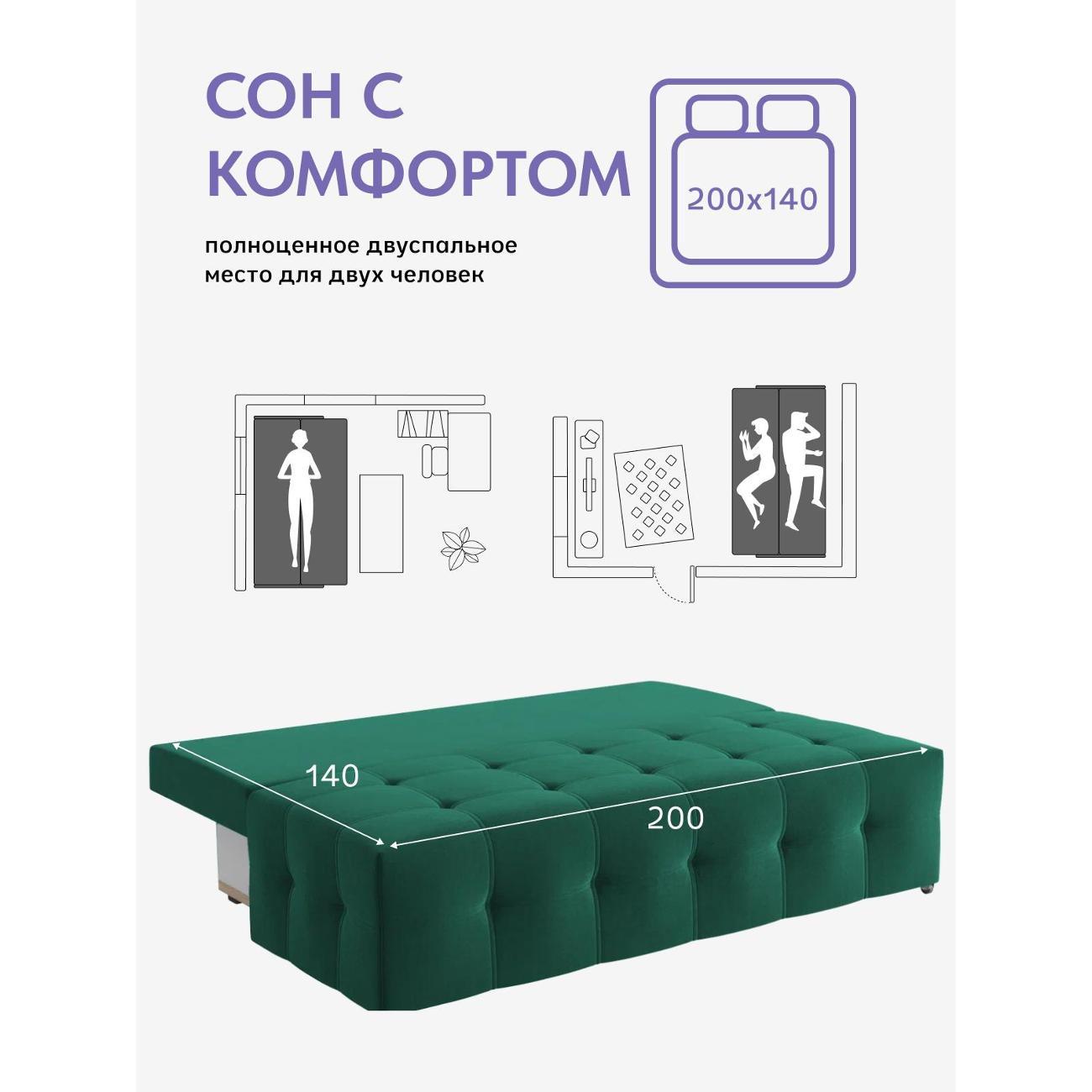 Диван Divan24 "Ноттингем 01" зелёный велюр (Velutto lux 33)