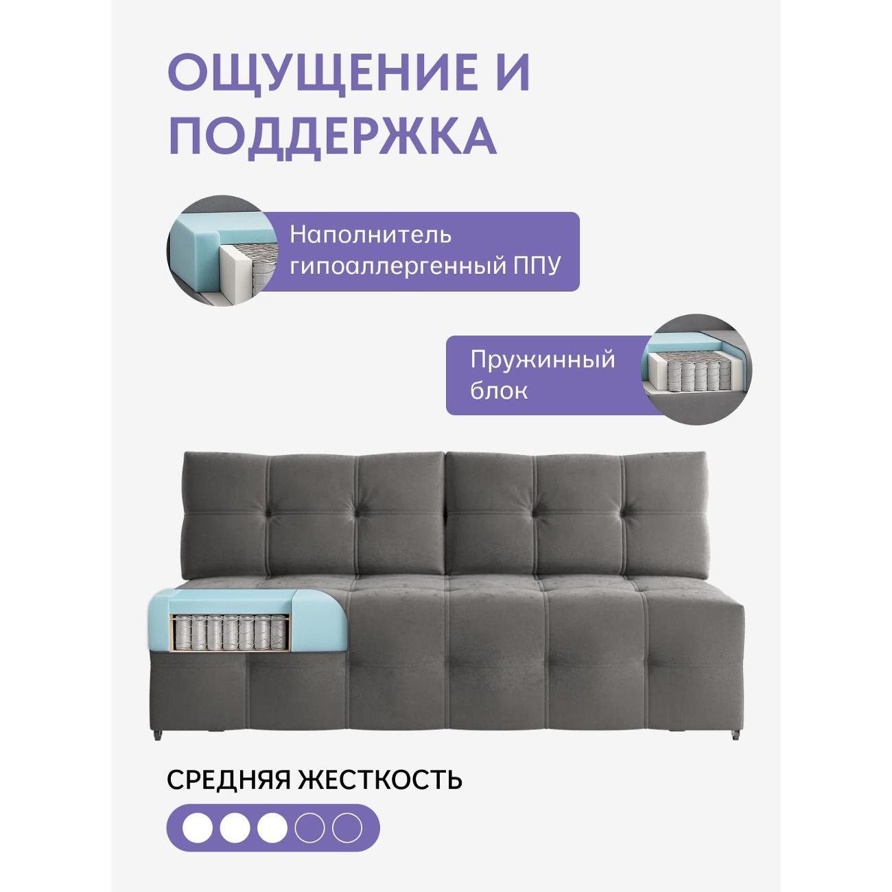 Диван Divan24 "Ноттингем 01" серый велюр (Velutto lux 32)