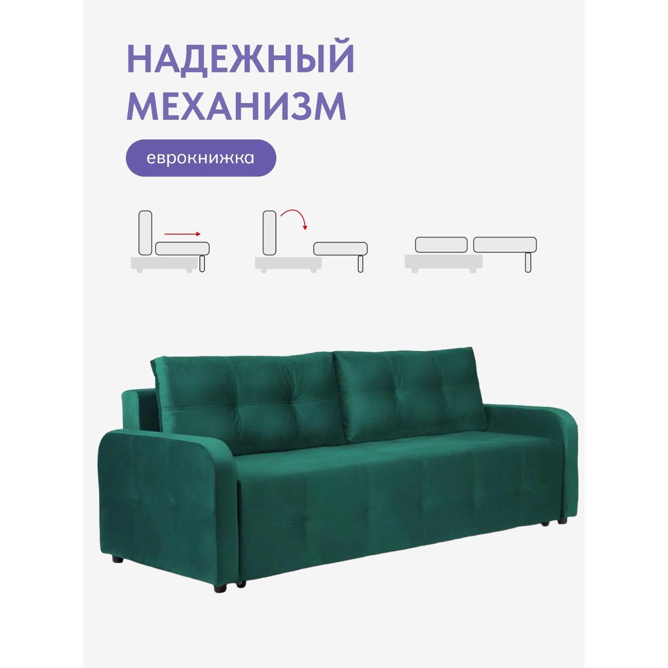 Диван Divan24 "Ноттингем 02" зелёный велюр (Velutto lux 33)