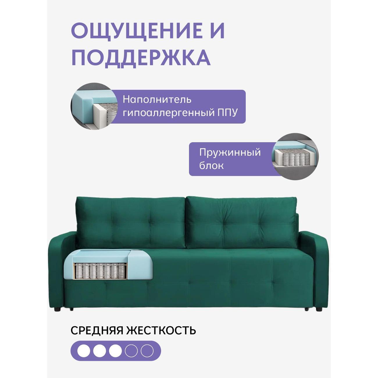 Диван Divan24 "Ноттингем 02" зелёный велюр (Velutto lux 33)