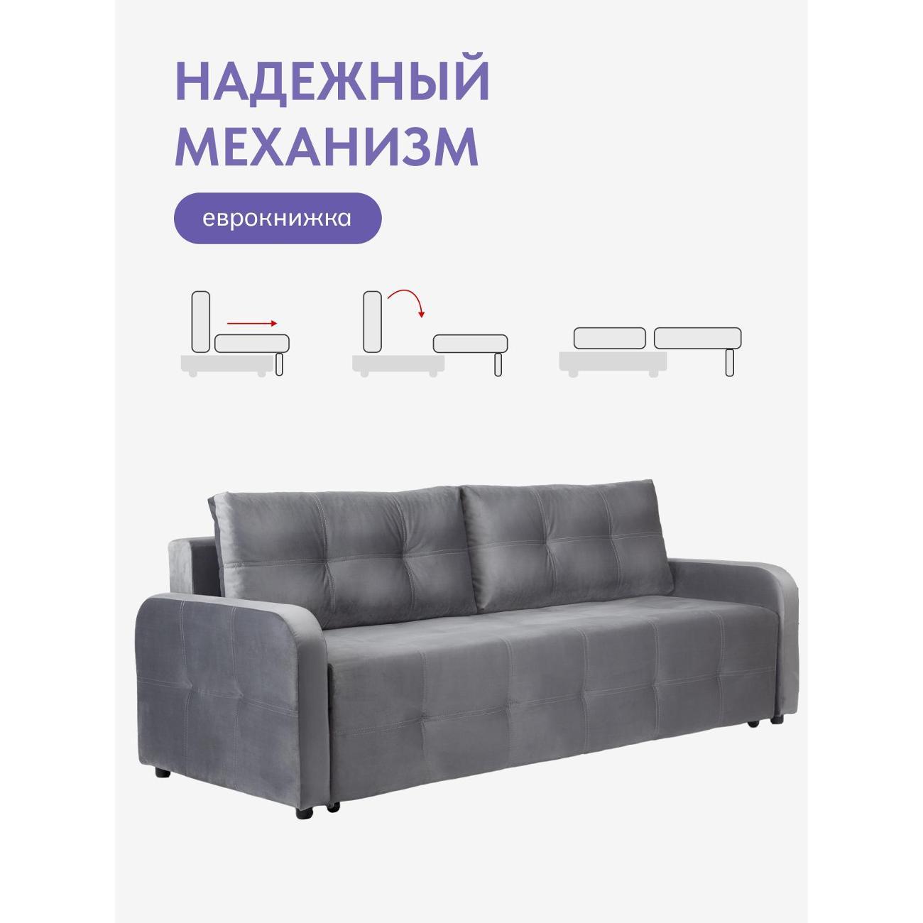 Диван Divan24 "Ноттингем 02" серый велюр (Velutto lux 32)