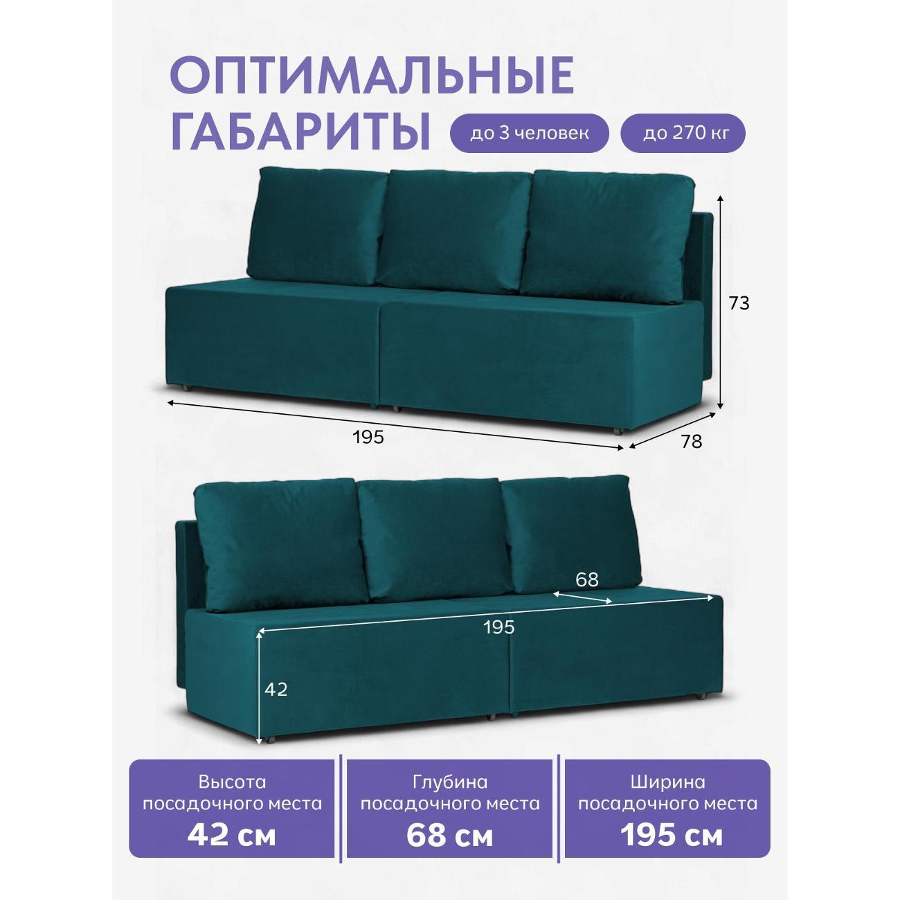 Диван Divan24 "Бойсе", изумрудный (Велутто 20)