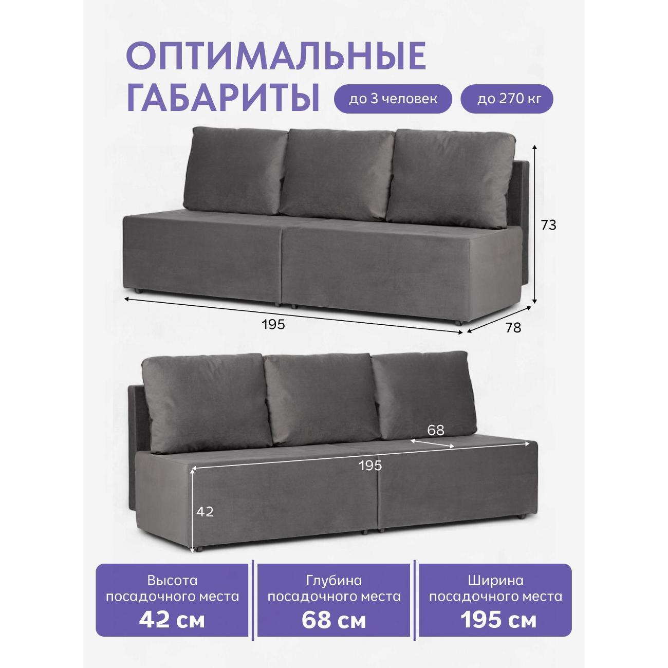 Диван Divan24 "Бойсе", серый (Велутто 32)