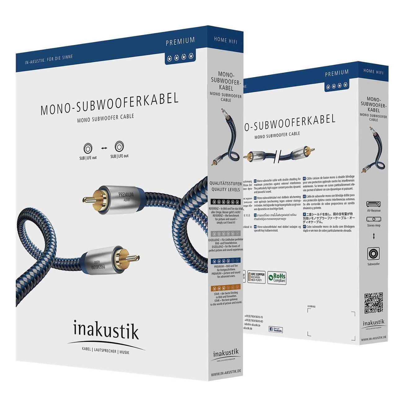 Кабель Hi-Fi для сабвуфера Inakustik Premium Mono Sub Cable 5.0m, 00408051