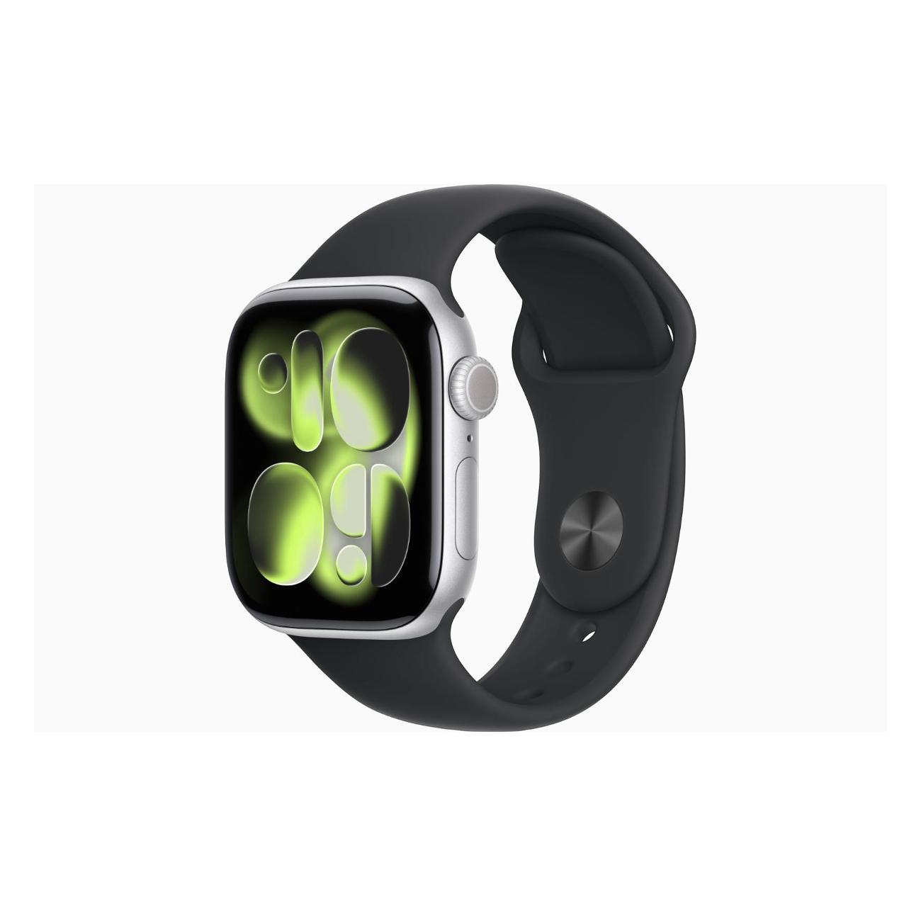 Смарт-часы Apple Watch Series 11 Aluminium Silver 42mm GPS Rubber Sport Band черный