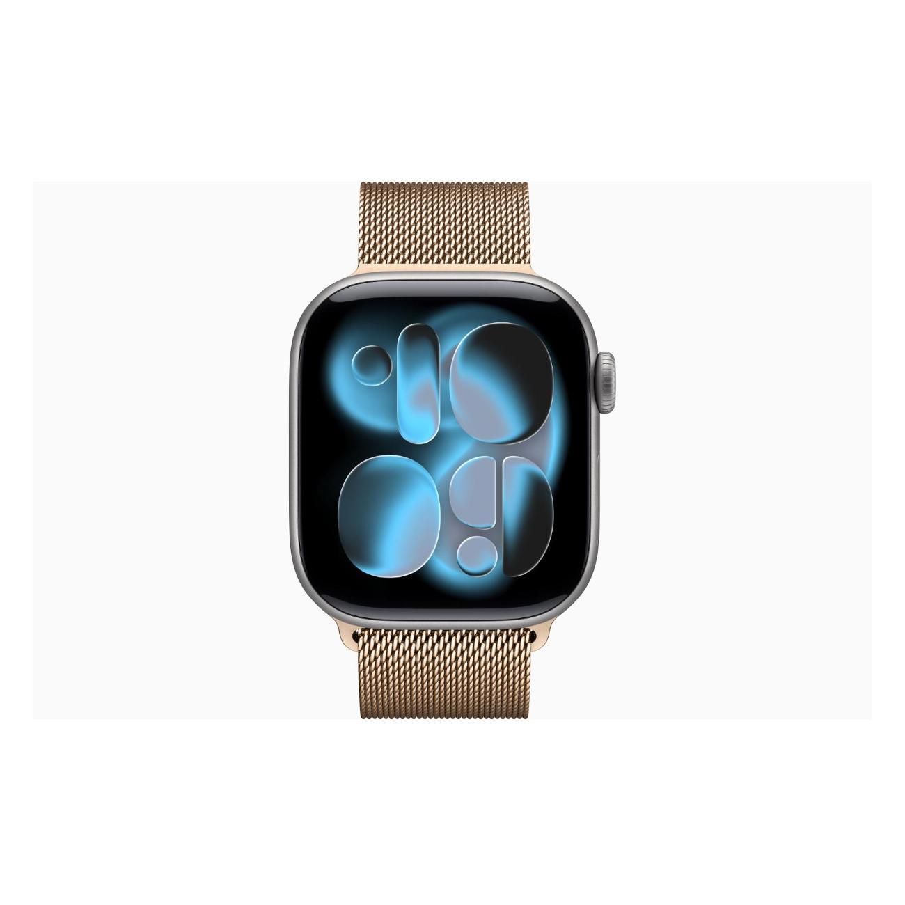 Смарт-часы Apple Watch Series 11 Aluminium серый космос 46mm GPS Stainless Steel Milanese Loop золотой