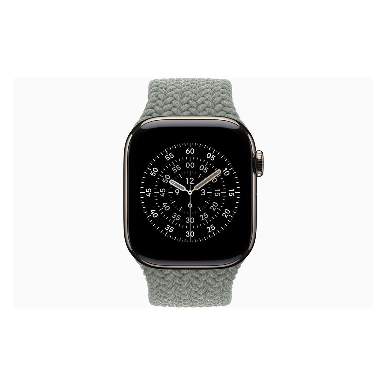 Смарт-часы Apple Watch Series 11 Titanium Natural 46mm GPS Textile Braided Solo Loop Green серый
