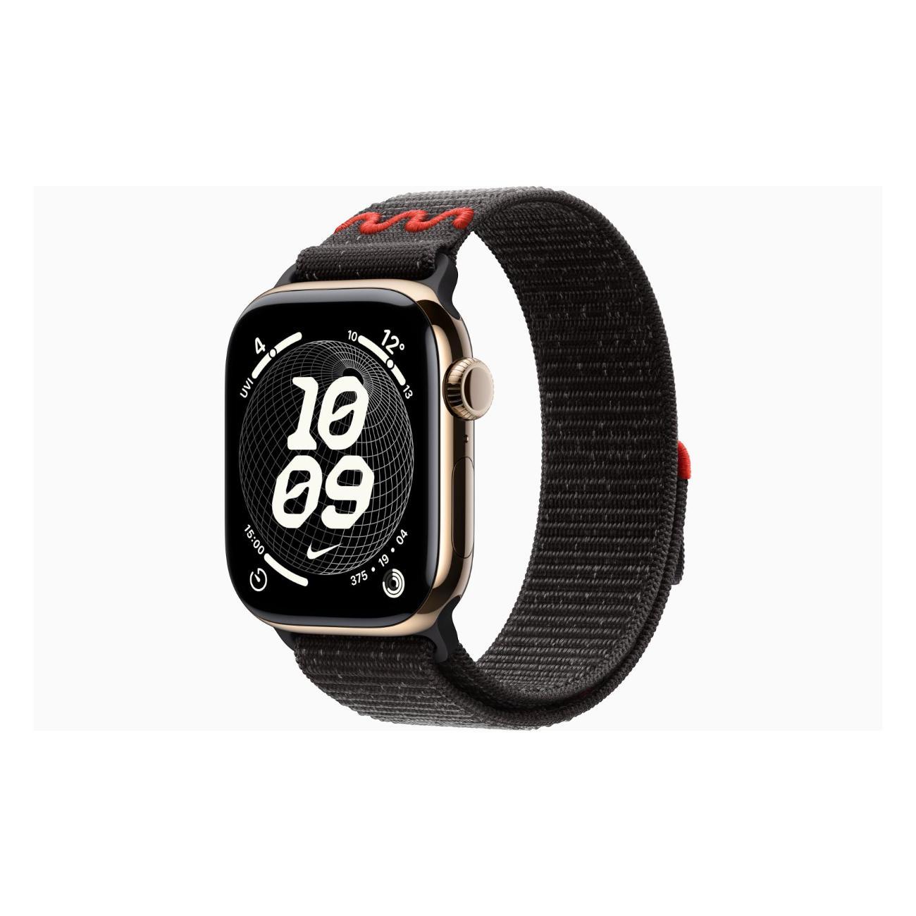 Смарт-часы Apple Watch Series 11 Titanium Gold 46mm GPS Textile Nike Sport Loop черная полночь