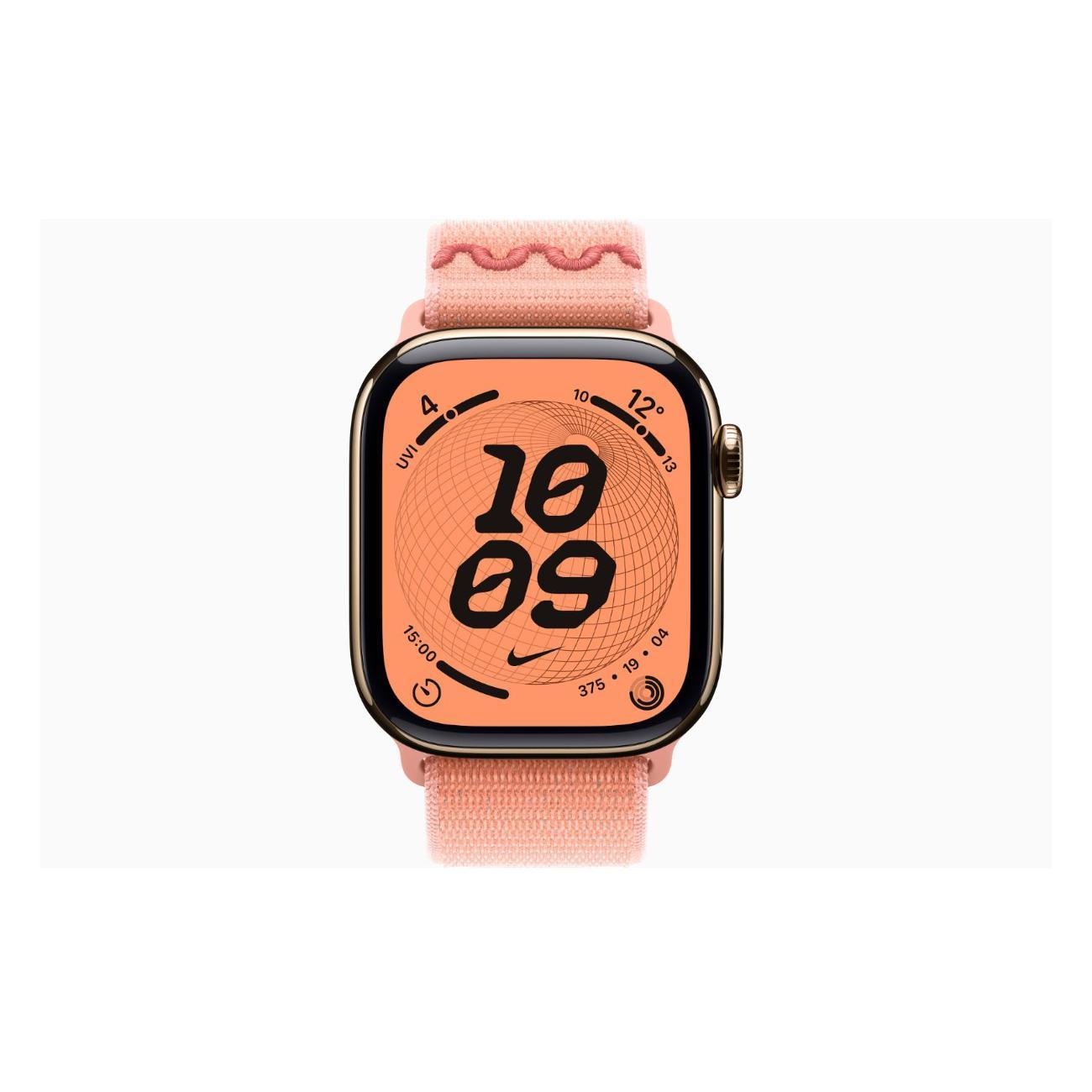 Смарт-часы Apple Watch Series 11 Titanium Gold 46mm GPS Textile Nike Sport Loop Alpenglow розовый