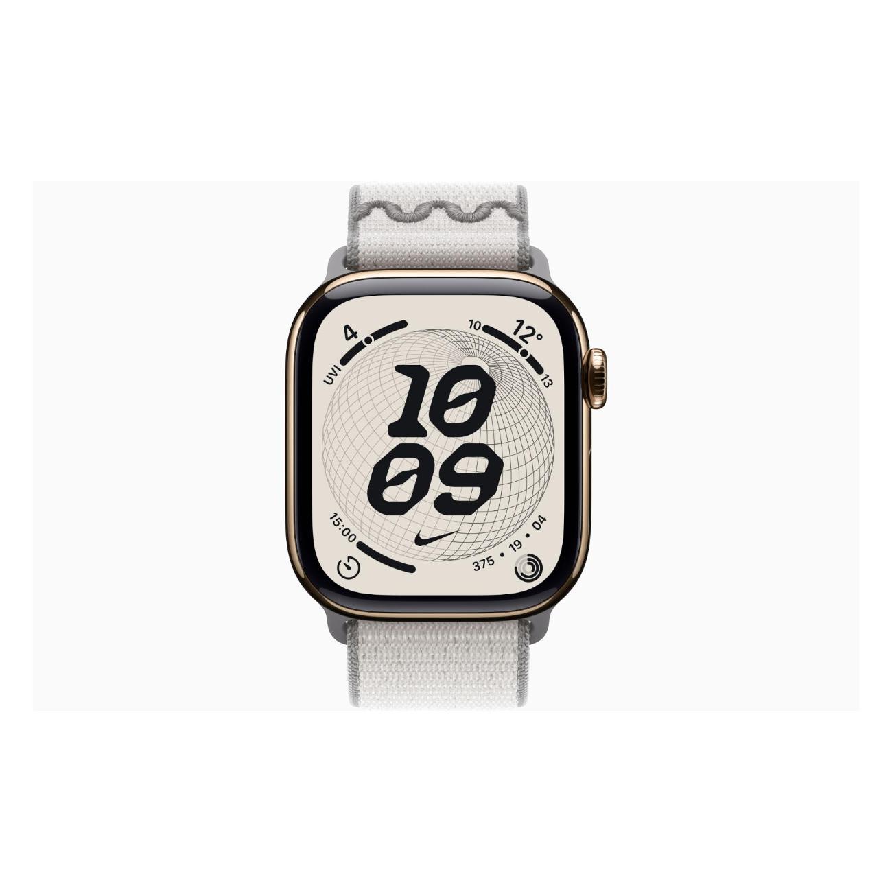 Смарт-часы Apple Watch Series 11 Titanium Gold 46mm GPS Textile Nike Sport Loop Veiled серый