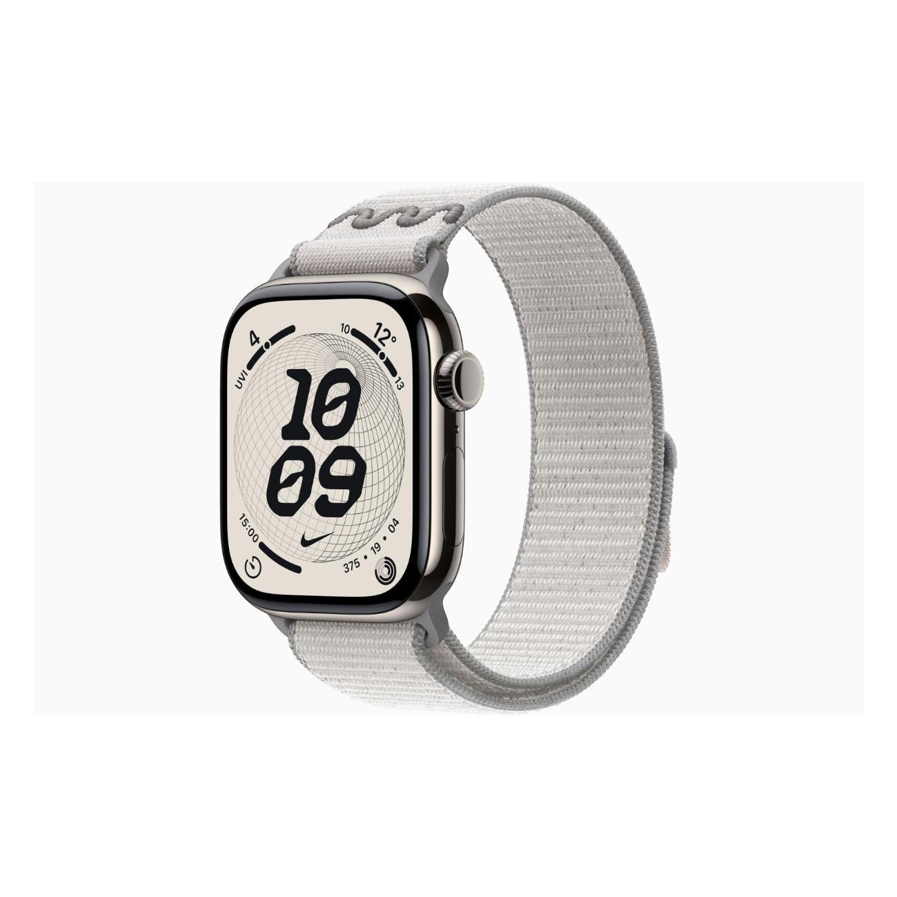 Смарт-часы Apple Watch Series 11 Titanium Natural 46mm GPS Textile Nike Sport Loop Veiled серый