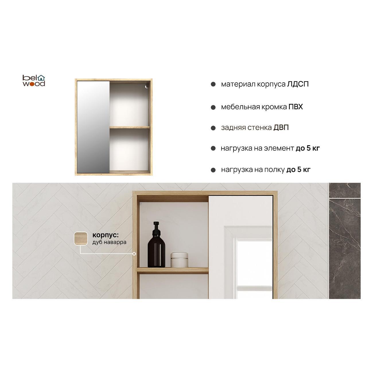 Шкаф для ванной комнаты Белвуд 1DZ Дуб Наварра