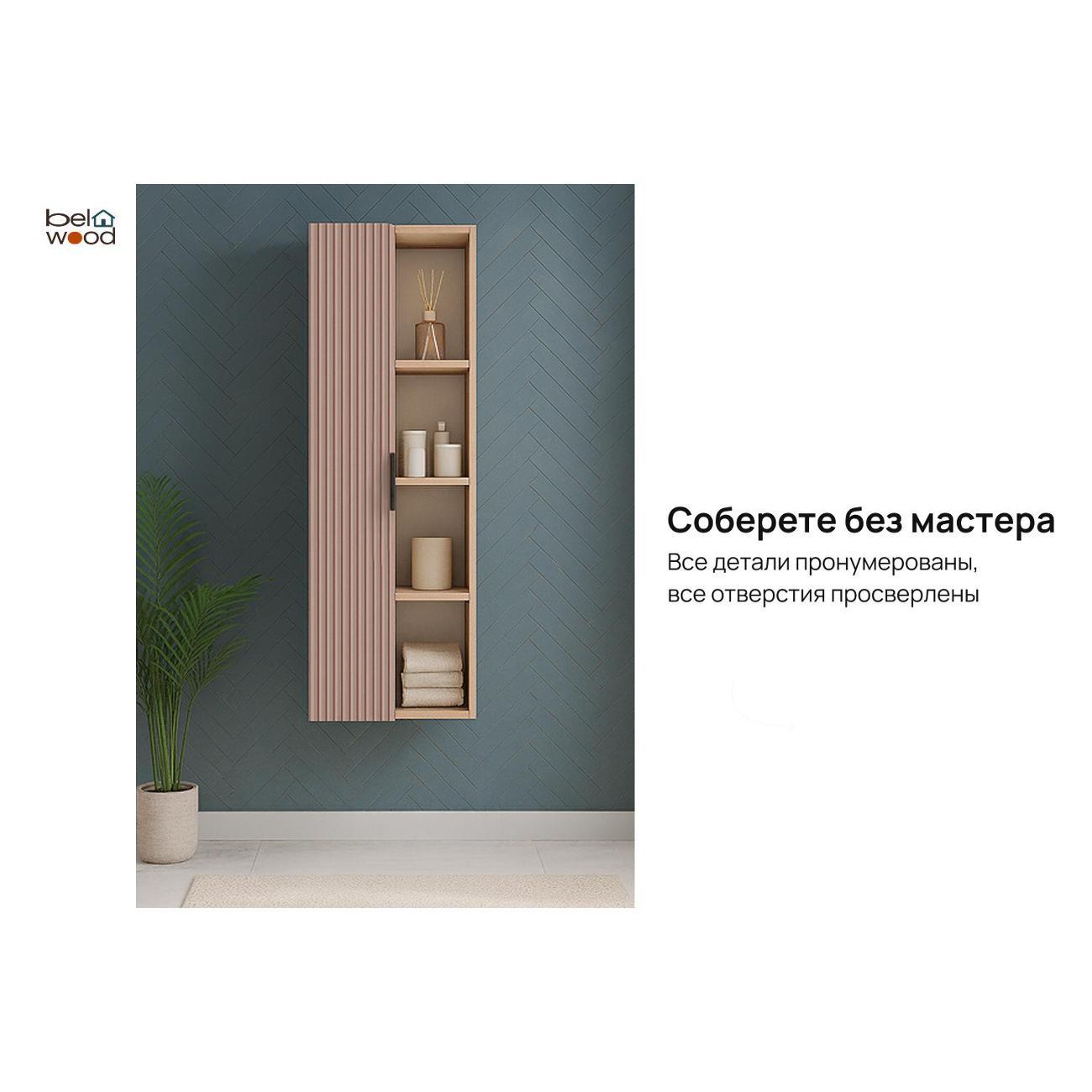 Шкаф для ванной комнаты Белвуд 1D4N Дуб Наварра Машрум