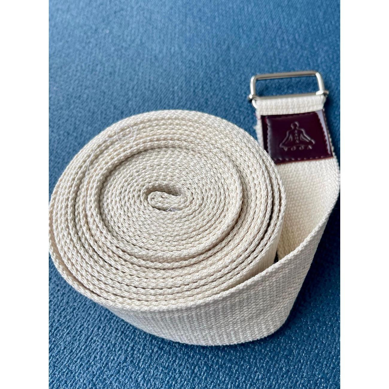 Ремень для йоги Ramayoga хлопковый Де Люкс, белый, 230х4 см