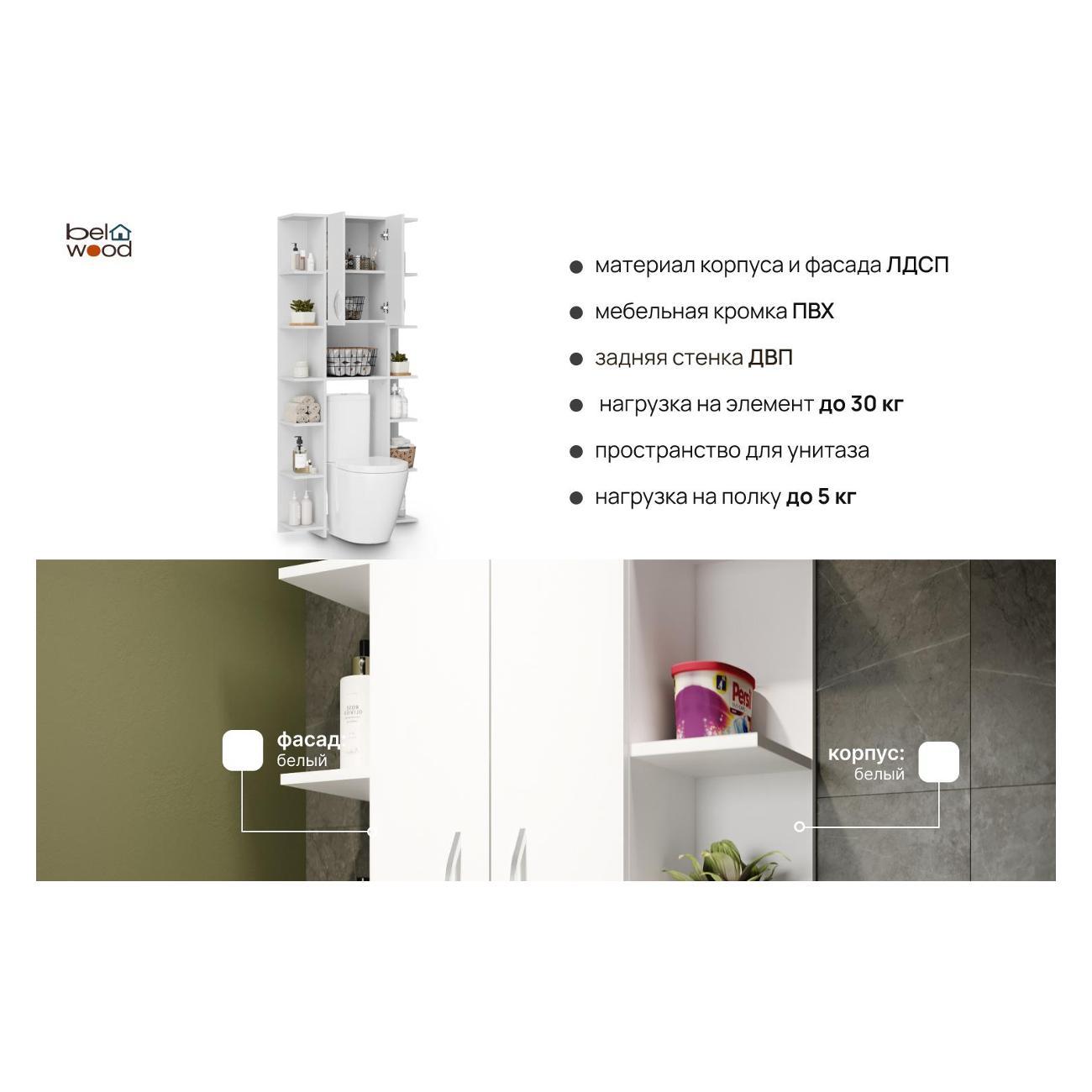 Шкаф для ванной комнаты Белвуд "SOLO" для ванной комнаты REG2DNO белый