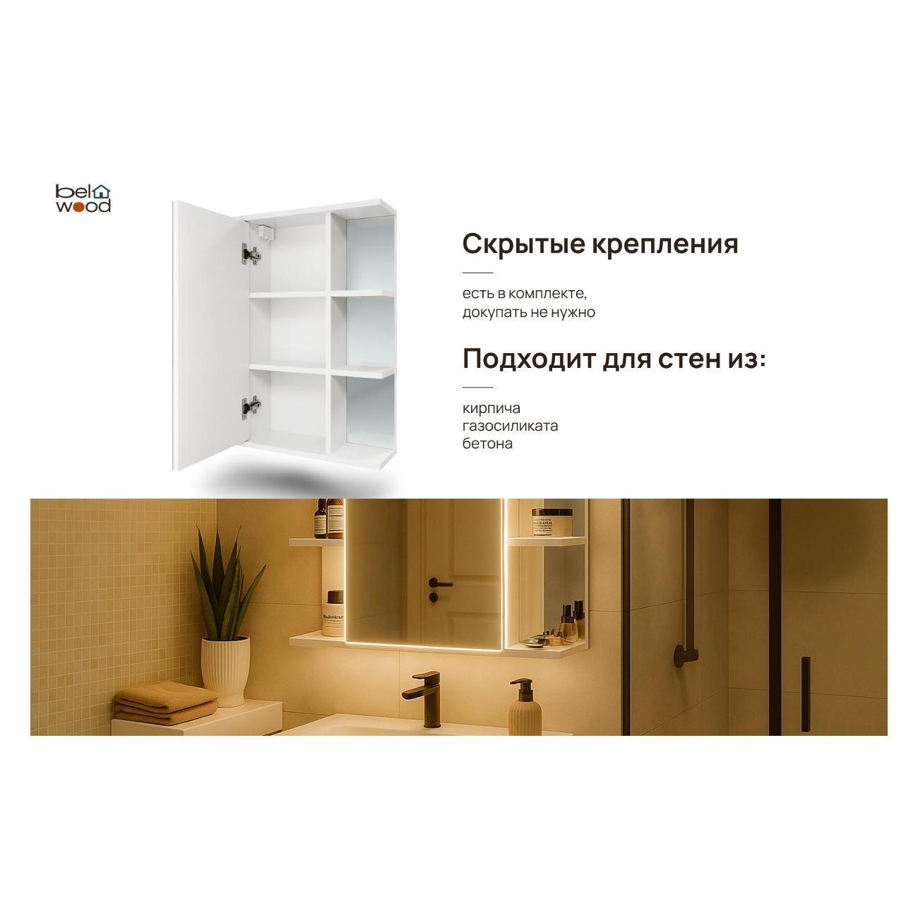 Шкаф для ванной комнаты Белвуд "SOLO" SFW1L №4 белый