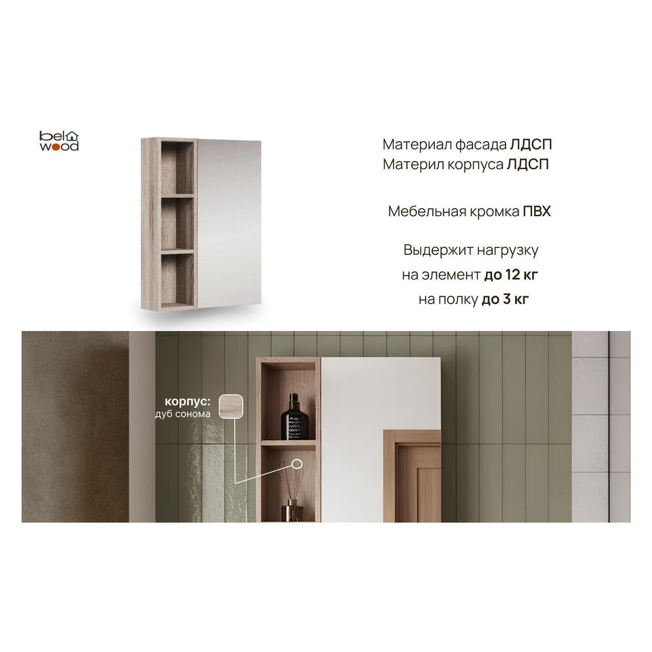 Шкаф для ванной комнаты Белвуд "SOLO" SFW1L №2 Дуб сонома