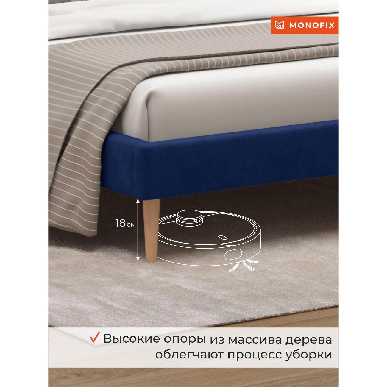 Кровать Monofix ОДОС 160х200, велюр синий №26