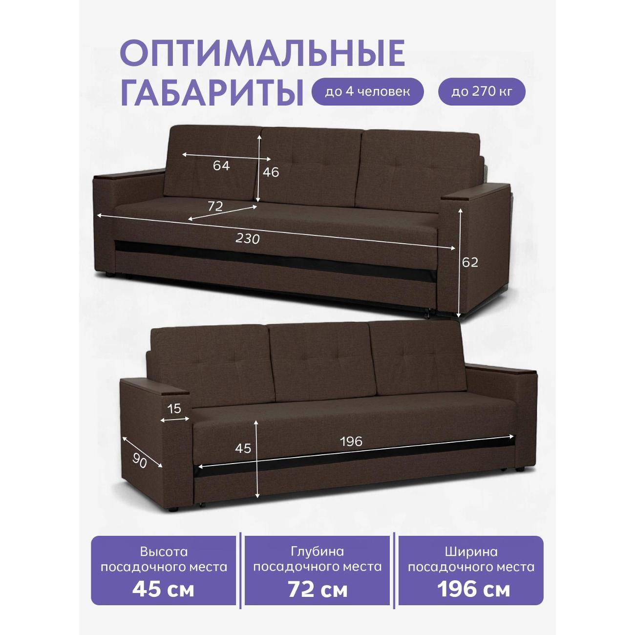 Диван Divan24 Мичиган коричневый 70310393