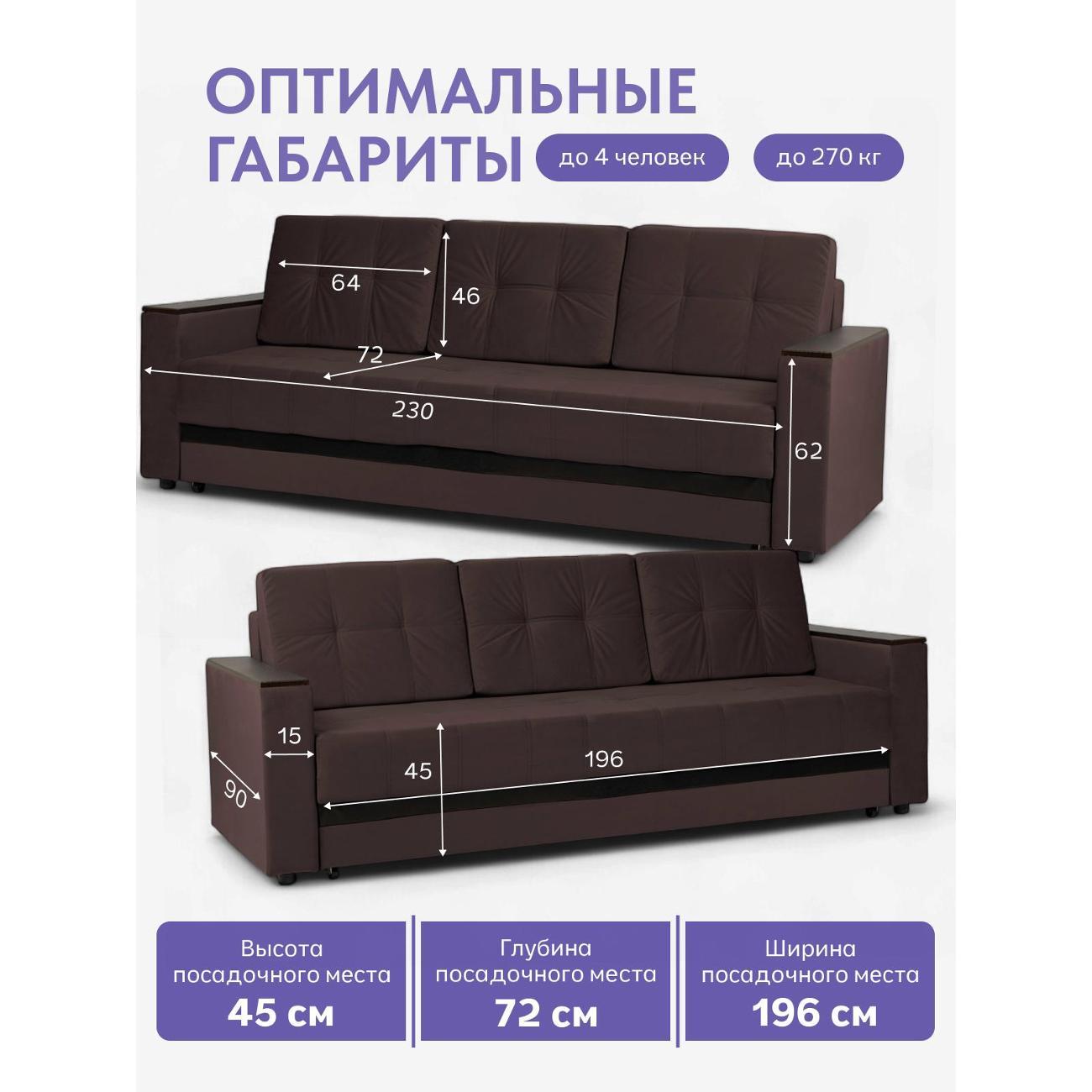 Диван Divan24 Мичиган коричневый 70310395