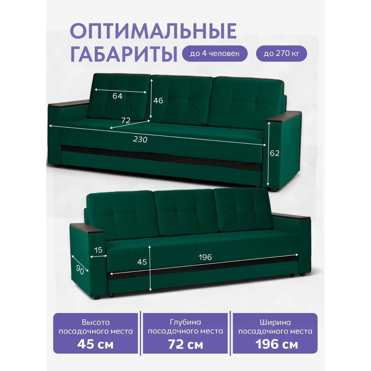 Диван Divan24 Мичиган зеленый 70310396