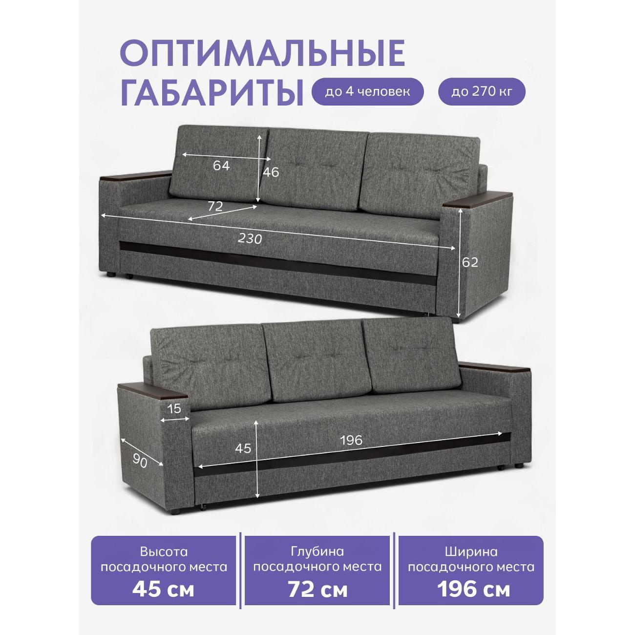 Диван Divan24 Мичиган серый 80348788