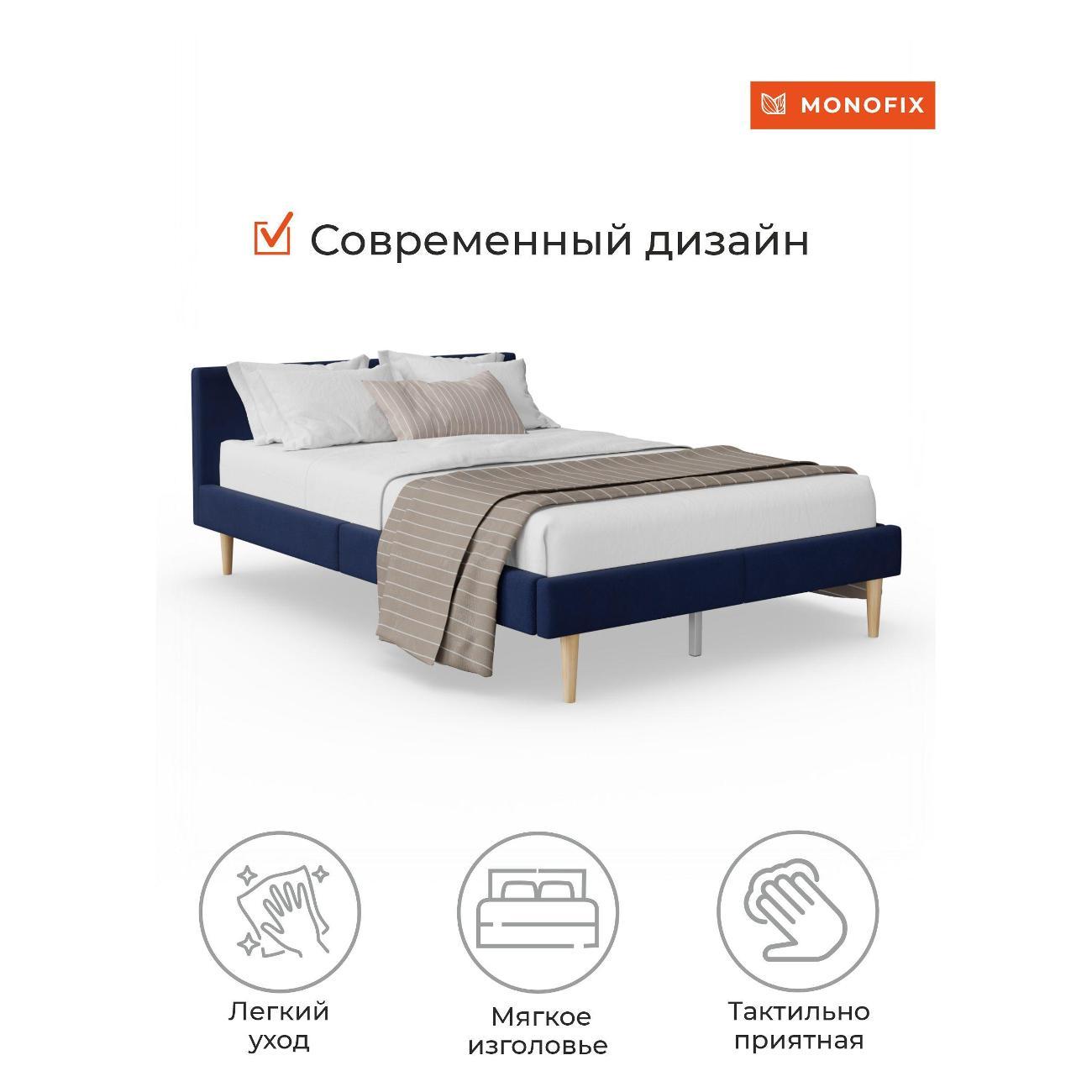 Кровать Monofix ОДОС 120х200, велюр синий №26