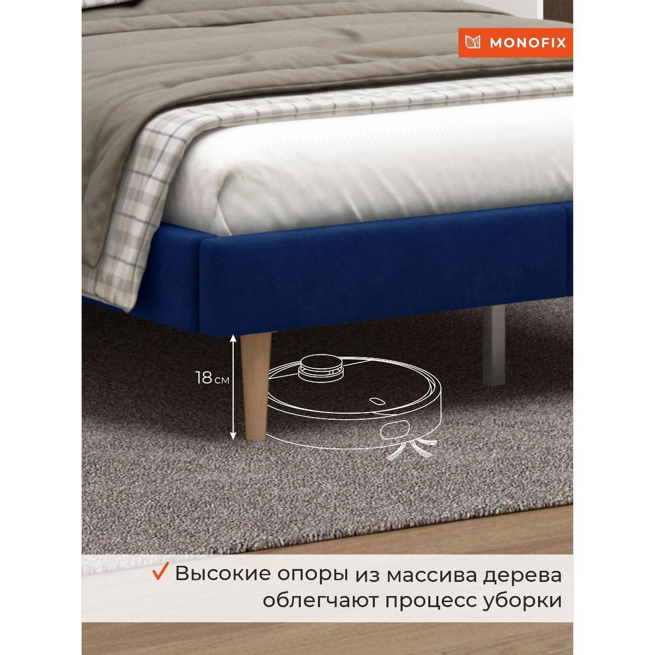 Кровать Monofix ОДОС 120х200, велюр синий №26