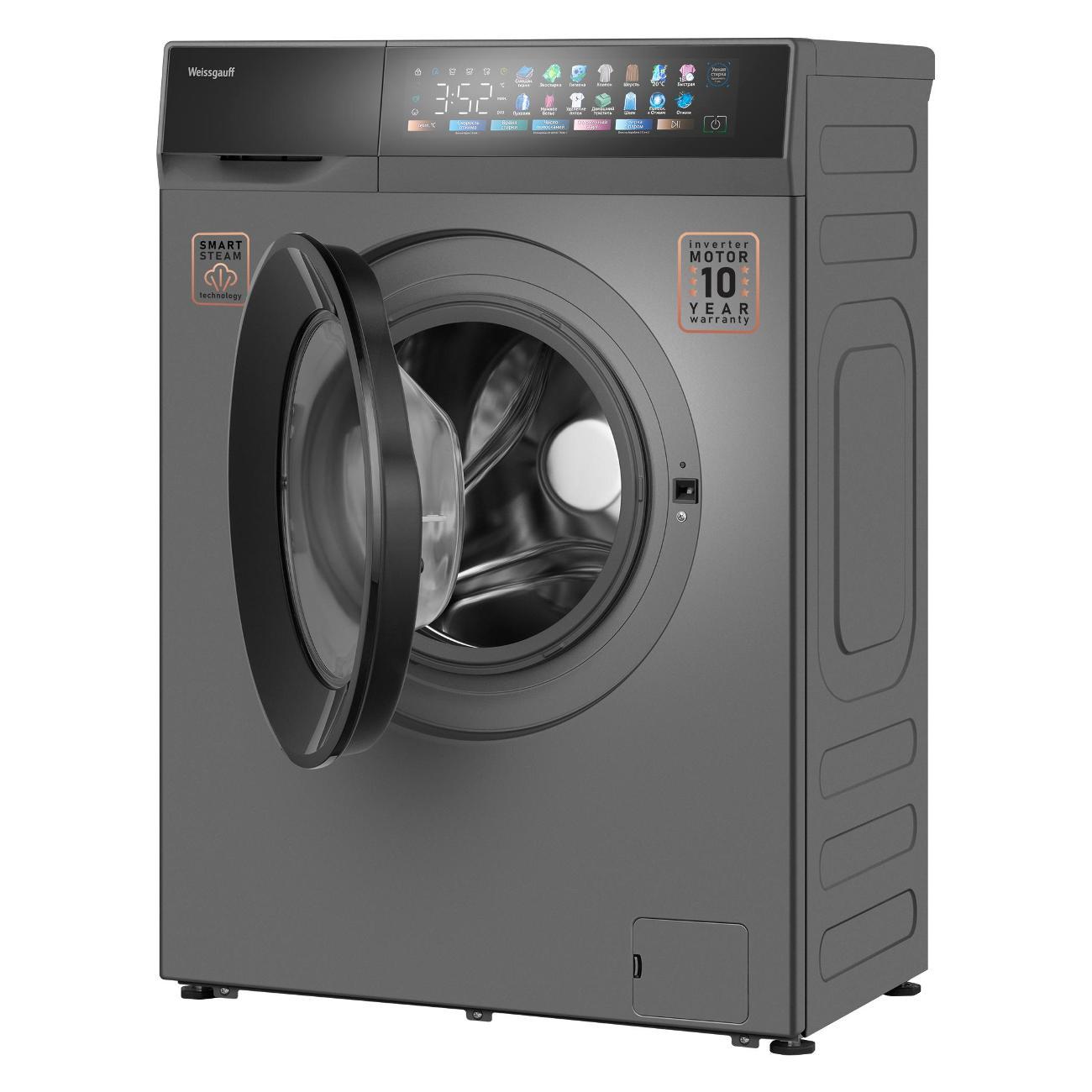 Стиральная машина Weissgauff WM 39107 Full Touch Inverter Steam серый