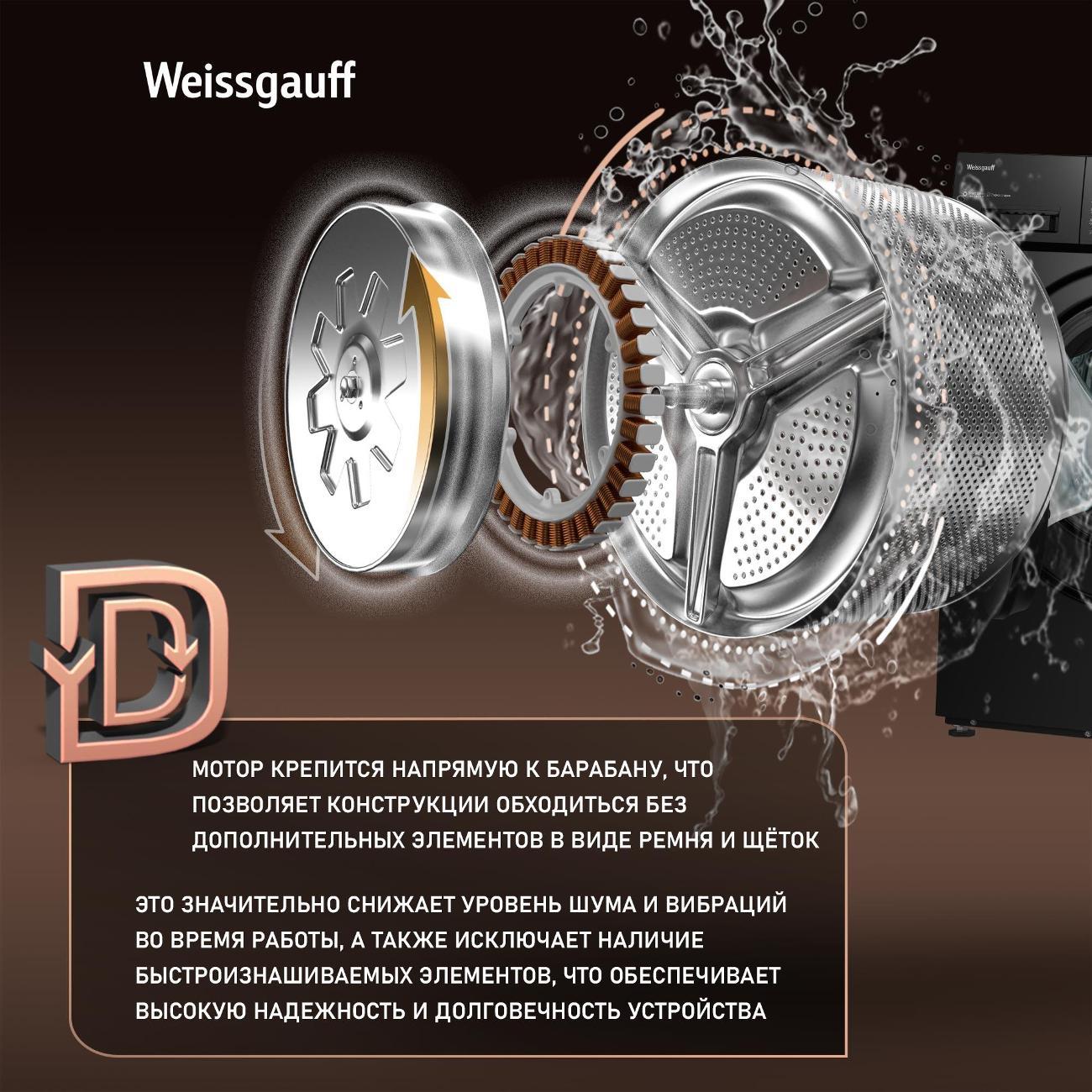 Стиральная машина Weissgauff WM 45127 Direct Drive Inverter Steam Black