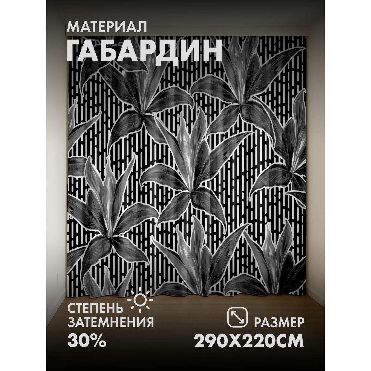 Фотошторы 365home Черно-белый узор: листья на фоне (FP11212426) фото